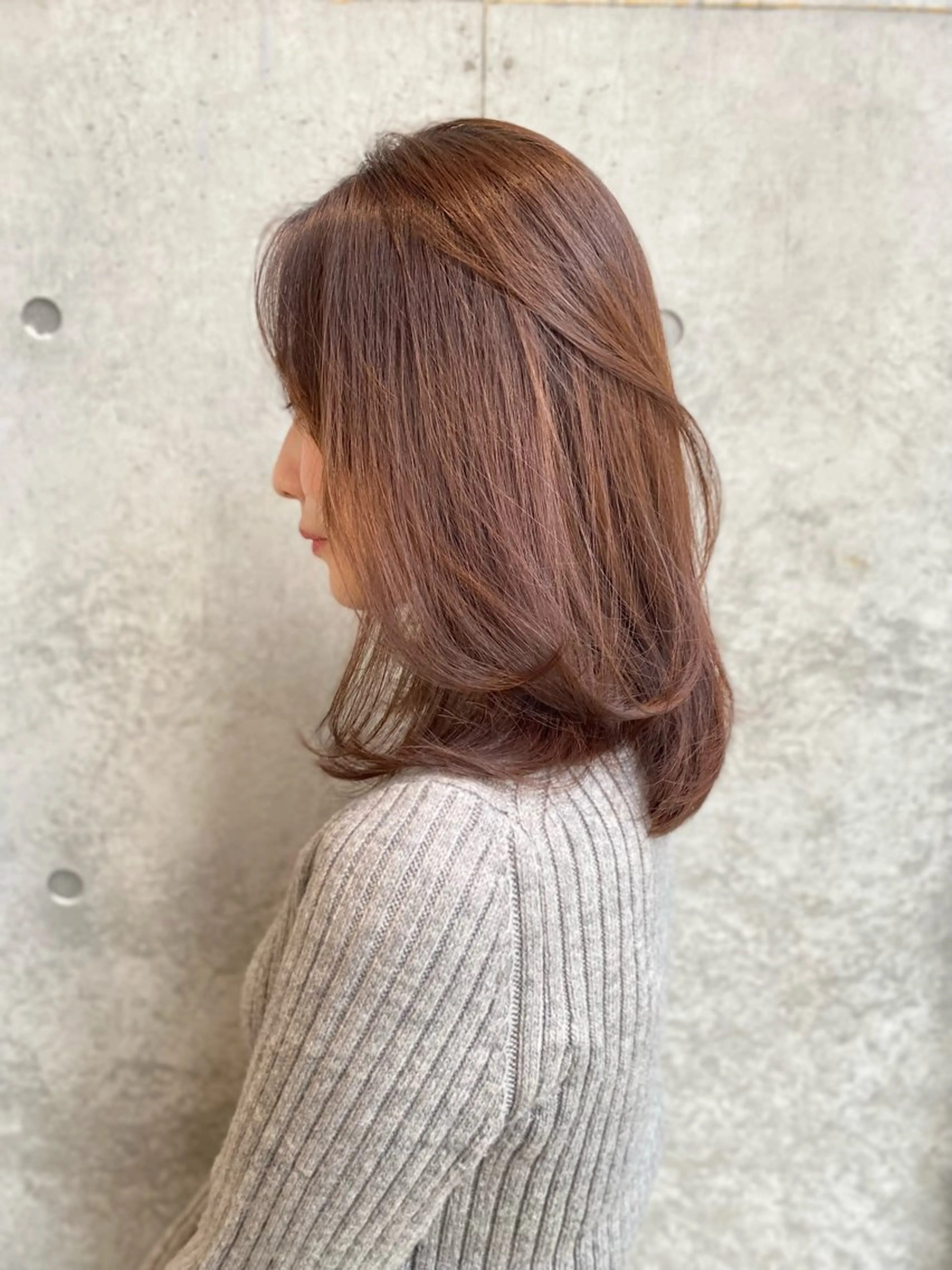 ミディアム カラー カット ヘアカラー トリートメント レイヤー/柔色 カラー/SAkiのヘアスタイル
