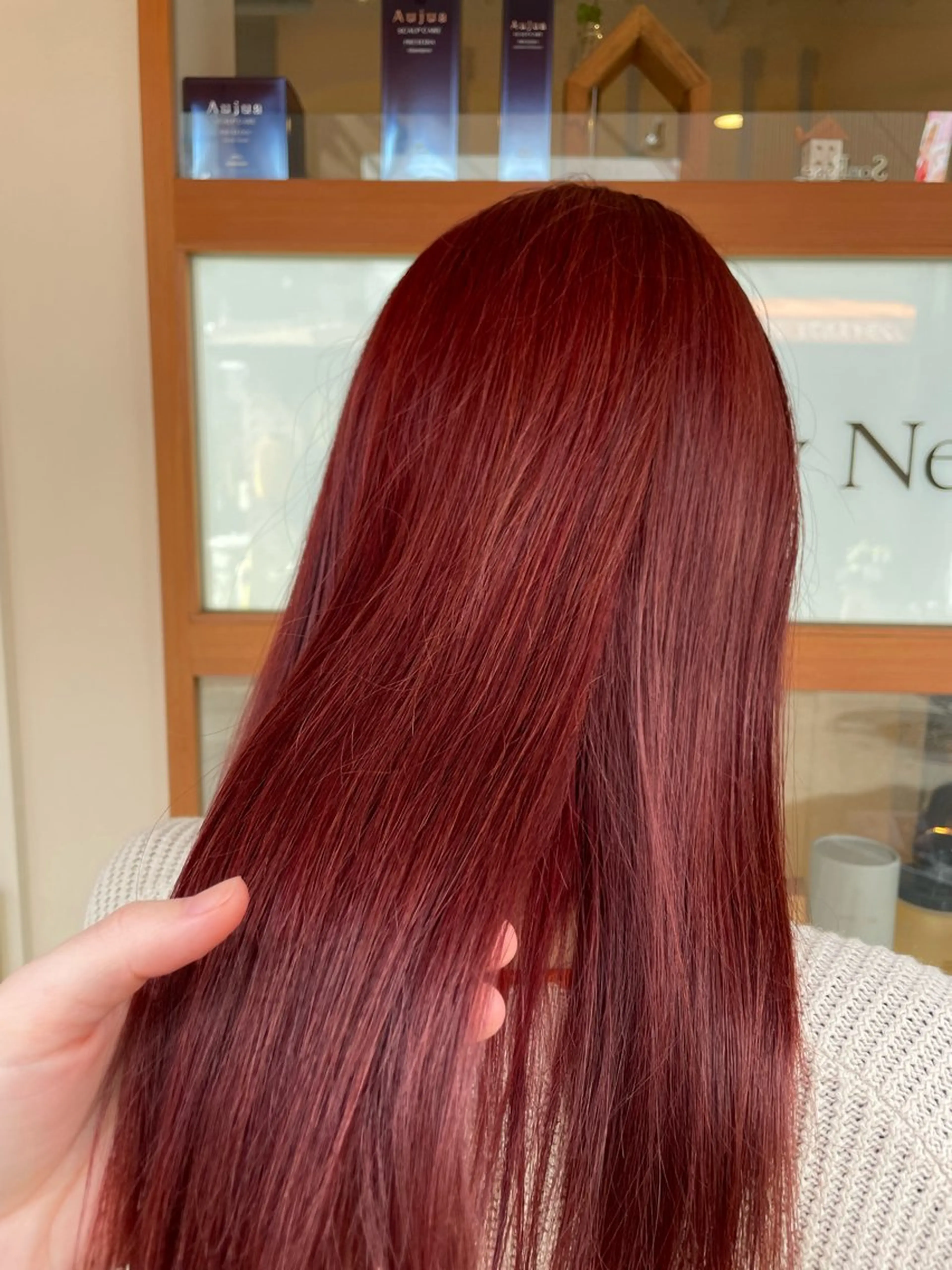 カラー ブリーチ レッドカラー ウルフカット/ハイト ーン🎀mizukiのヘアスタイル