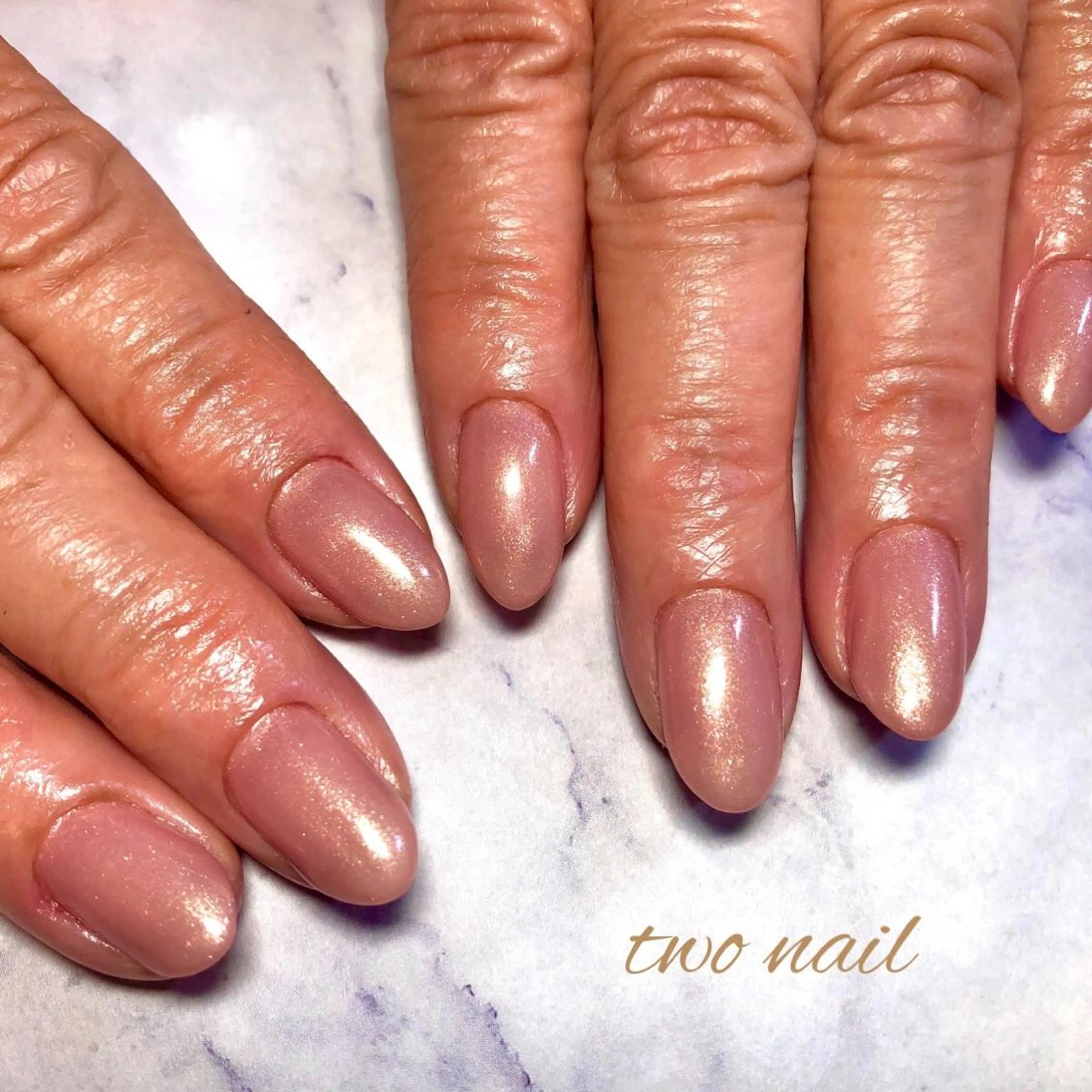 ネイル ラメ(グリッター) ピンク ハンドネイル two nailのネイルデザイン