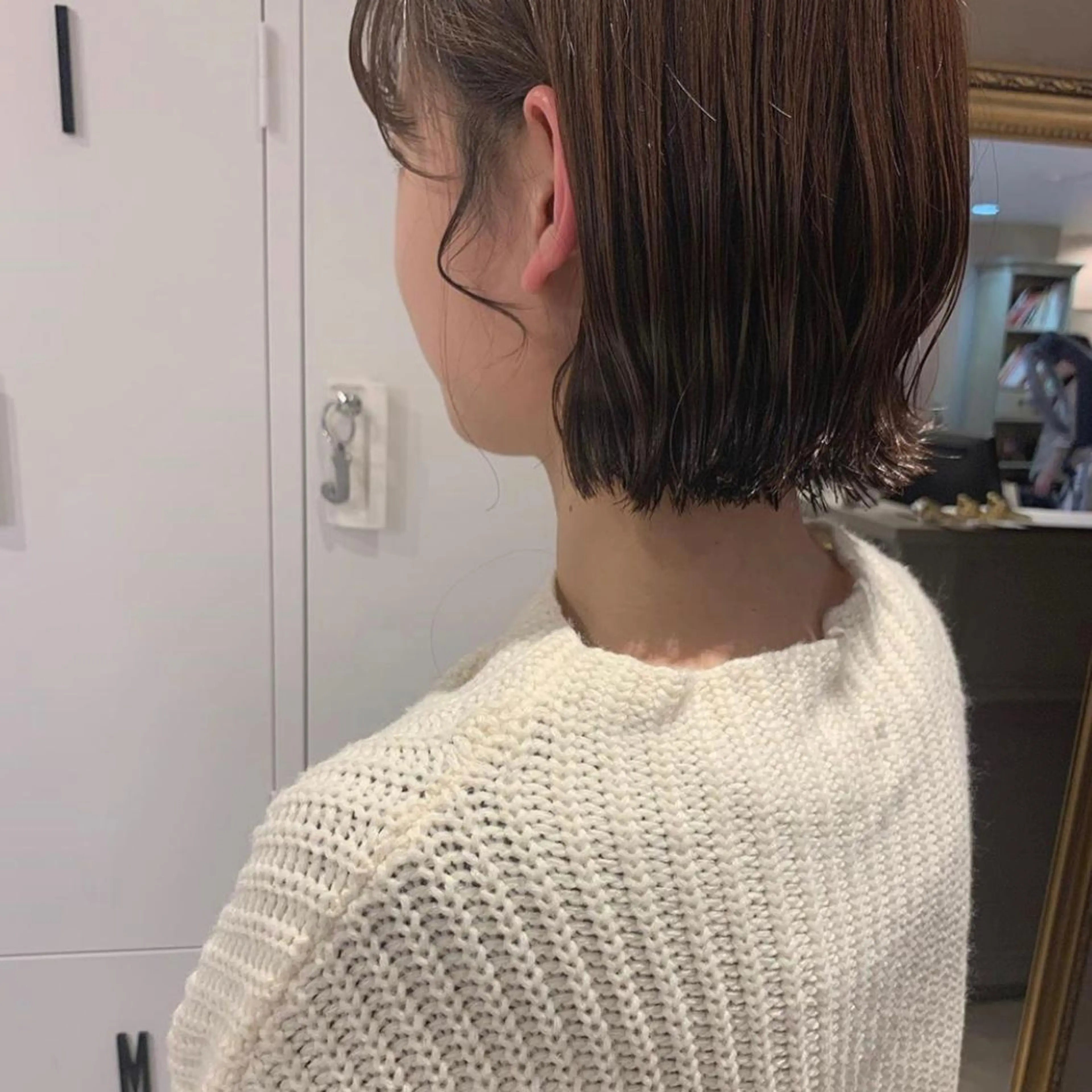 ミディアム カラー ブリーチ ブラウンカラー ブリーチなしカラー オレンジ オレンジブラウン カット ヘアカラー ayano /トレンドヘアのヘアスタイル