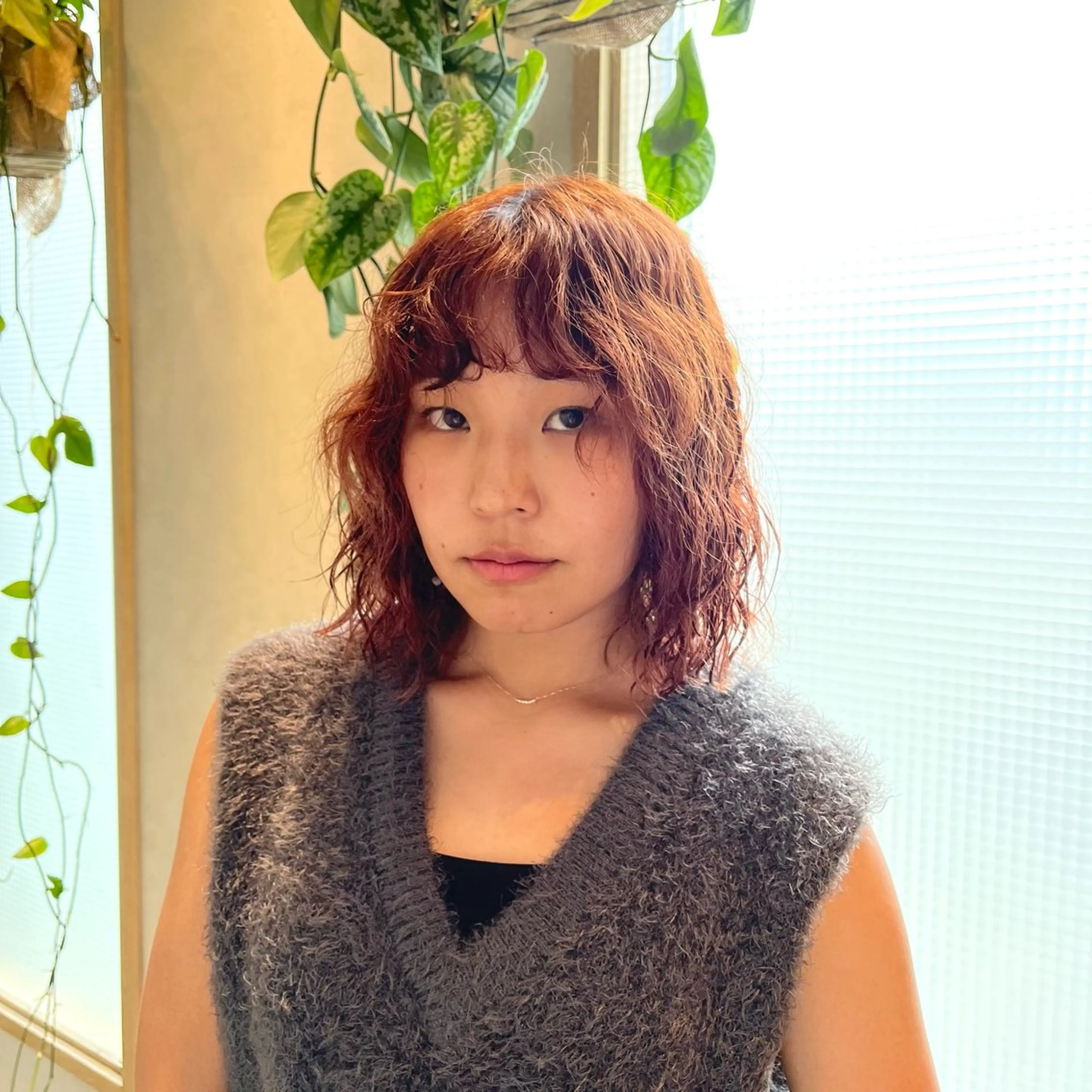 ミディアム カラー パーマ ミディアムパーマ ボブ 顔まわりレイヤー 顔周りカット レイヤーカット カット パーマ CANAAN hair salon 表参道店所属・🌿‬ナチュラルヘア /パーマ/蒼真🍃のヘアスタイル