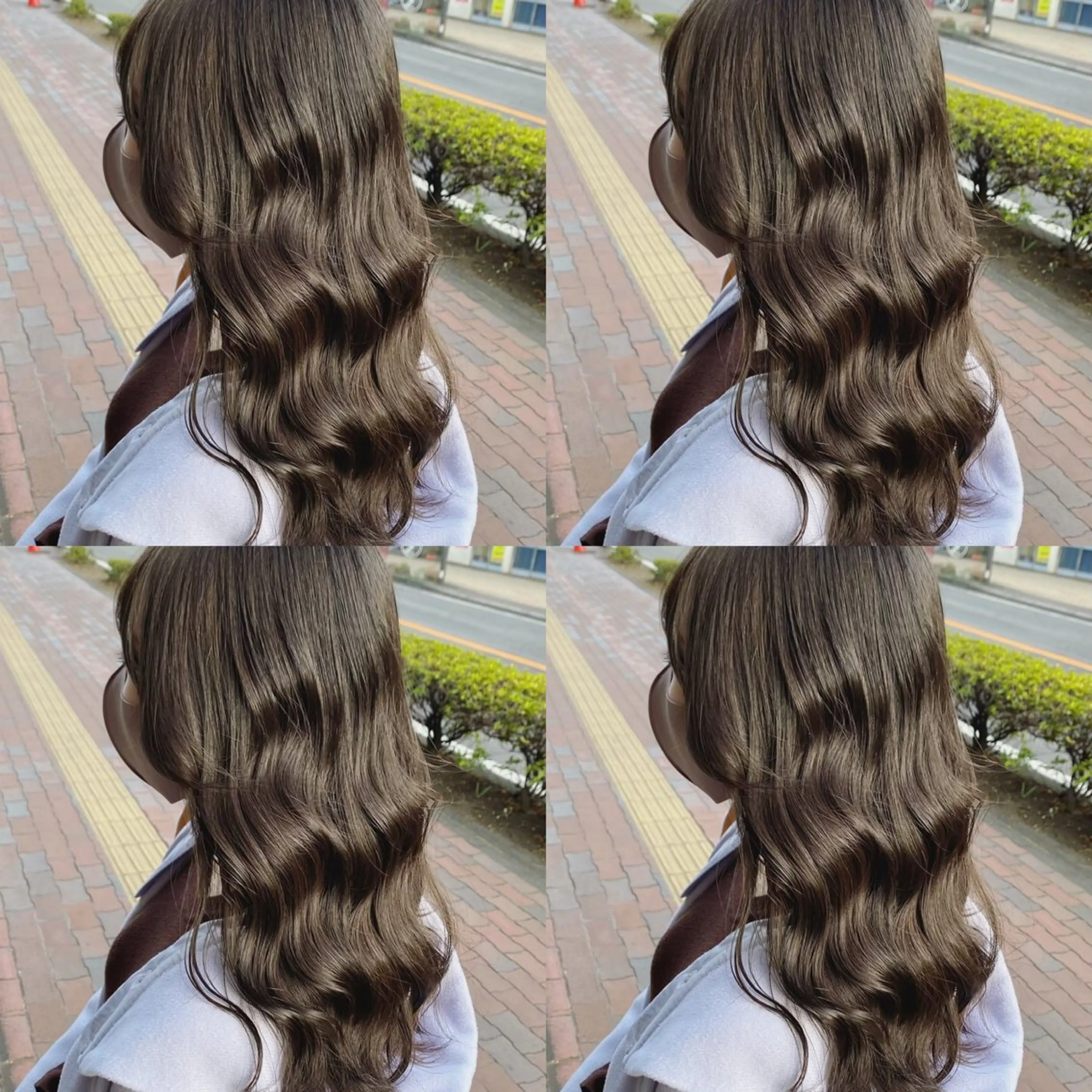 セミロング カラー 髪質改善× 白髪ぼかし溝江のヘアスタイル