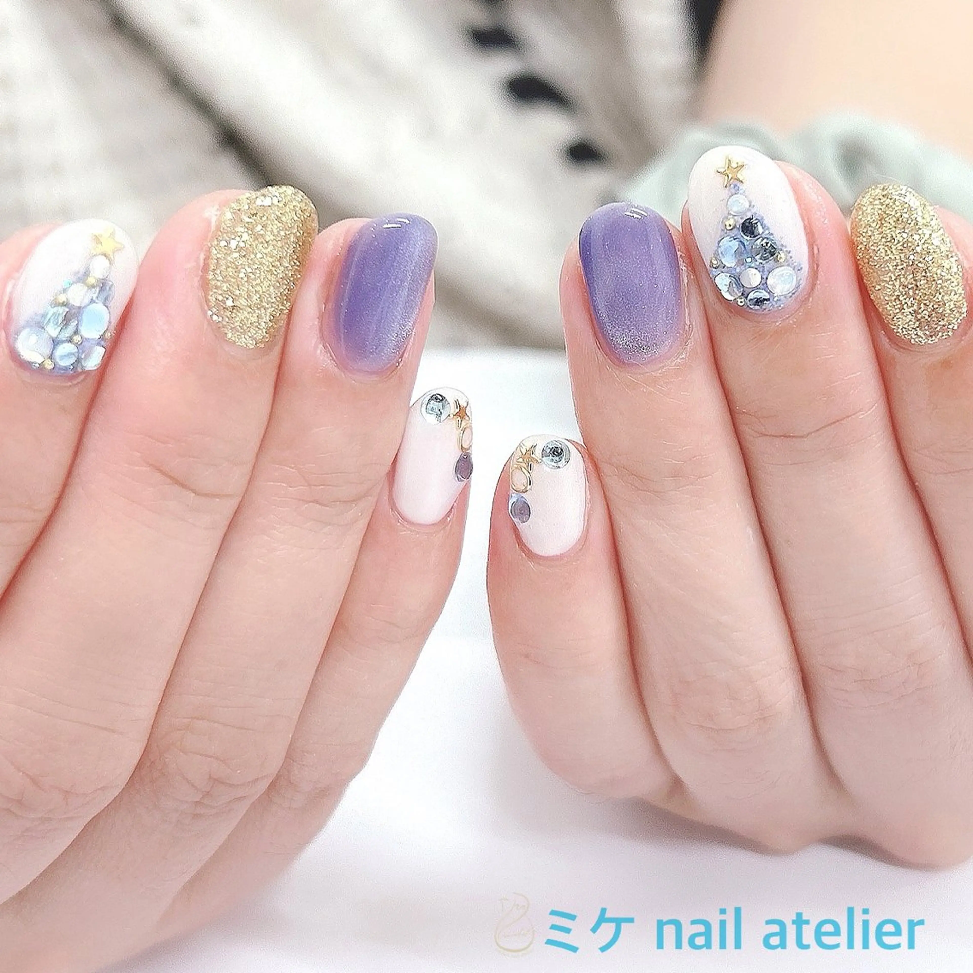 ネイル ジェルネイル マグネットネイル 冬ネイル クリスマス ハンドネイル h. rikaのネイルデザイン