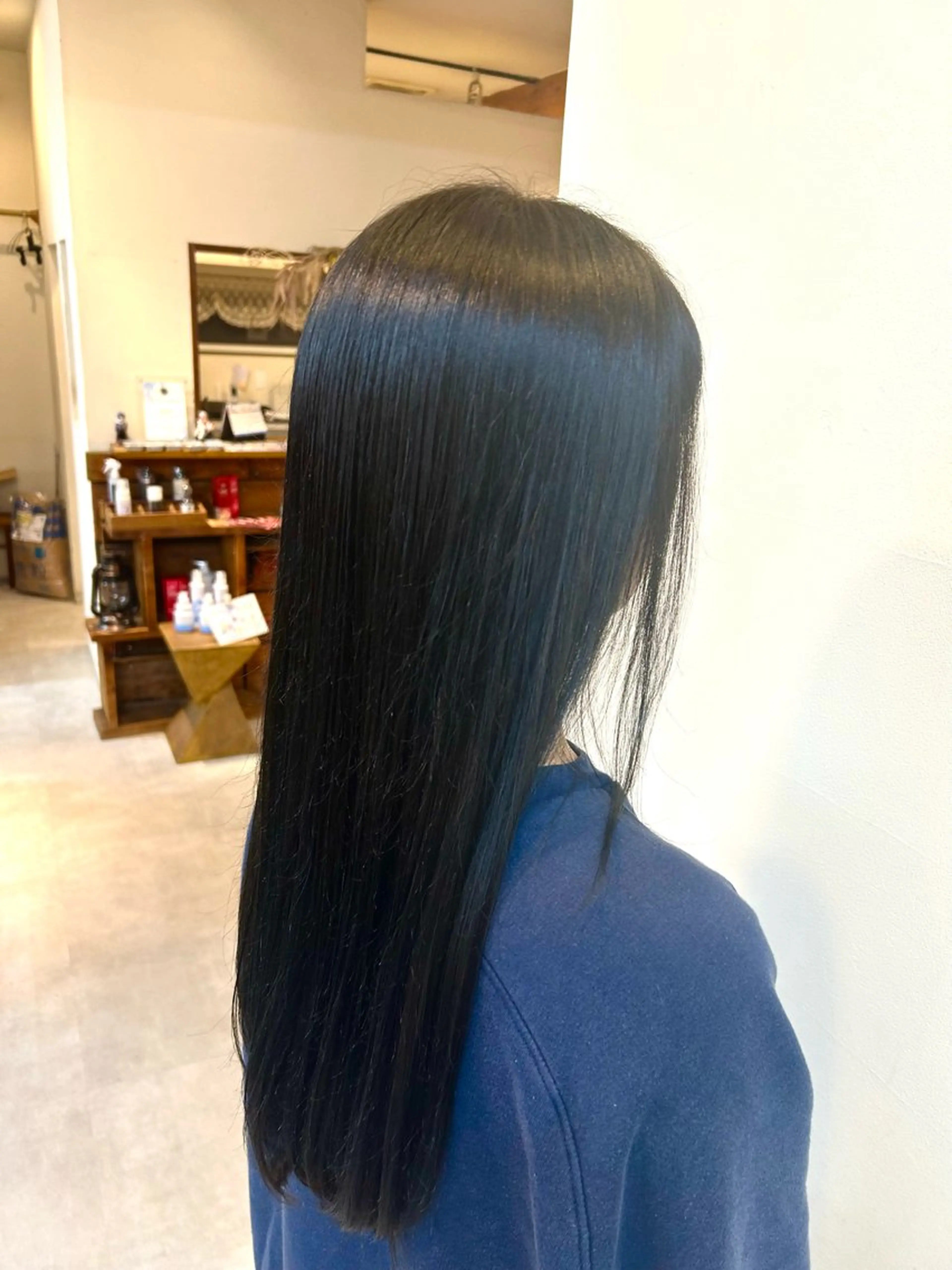 ロング カラー 黒髪 ブルーカラー ブルーブラック Chisato /Regolithのヘアスタイル