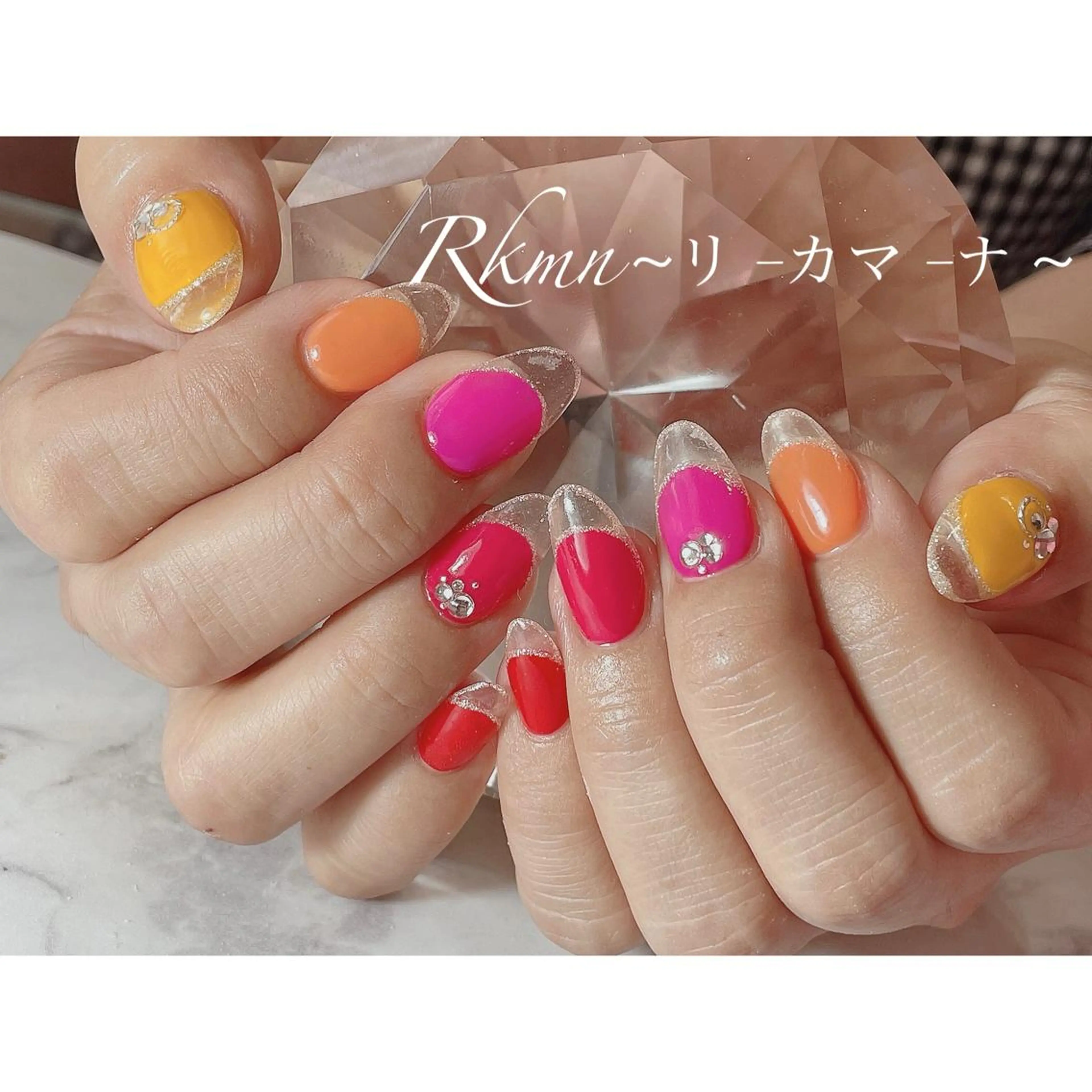 ネイル アートネイル クリアネイル フレンチネイル 春ネイル ハンドネイル フットネイル ハンドケア Rkmn ~リ-カマ-ナ~のネイルデザイン