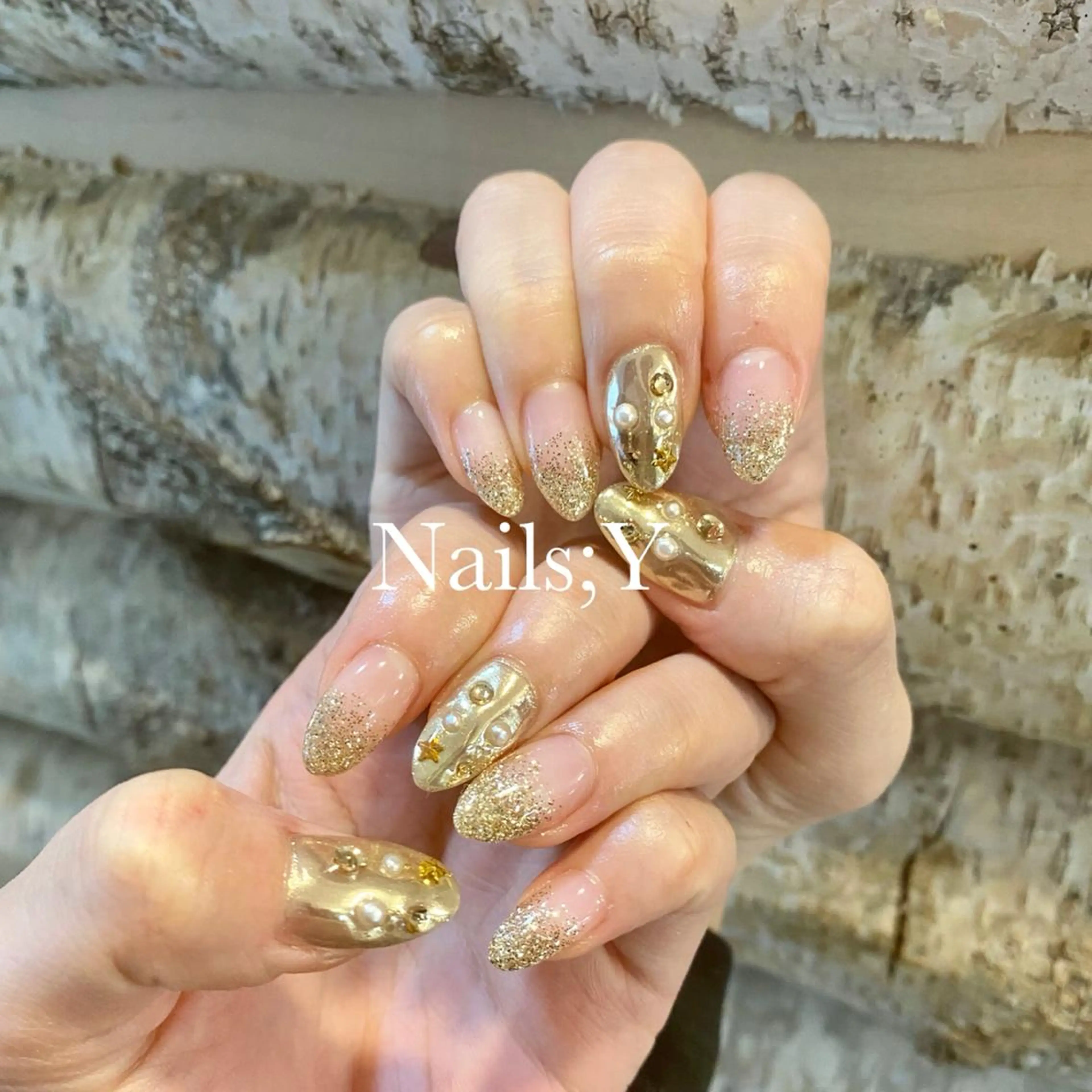 ネイル ゴールド キラキラネイル yo koのネイルデザイン