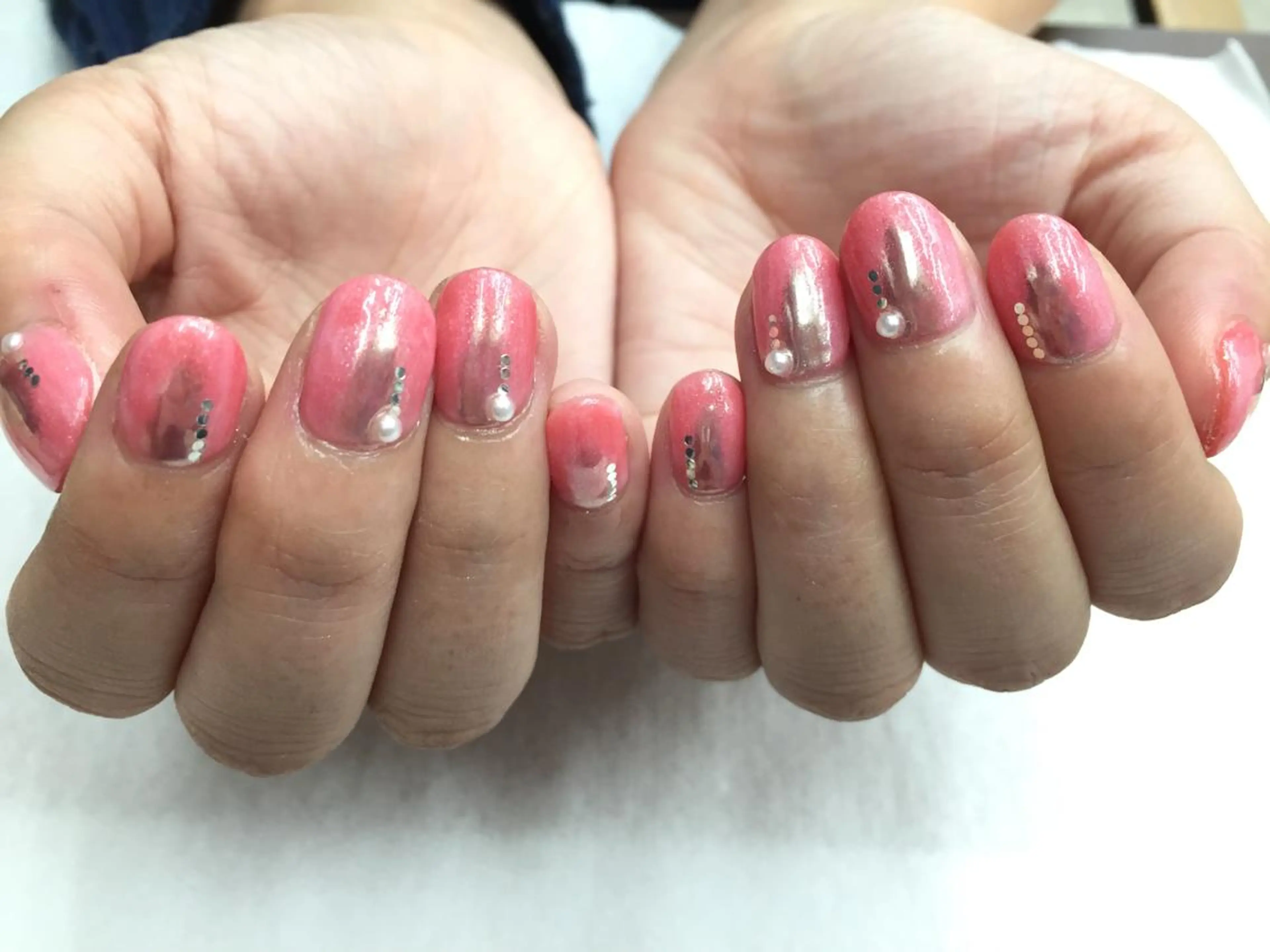 ネイル 大理石ネイル(マーブル) ミラーネイル miel nailのネイルデザイン
