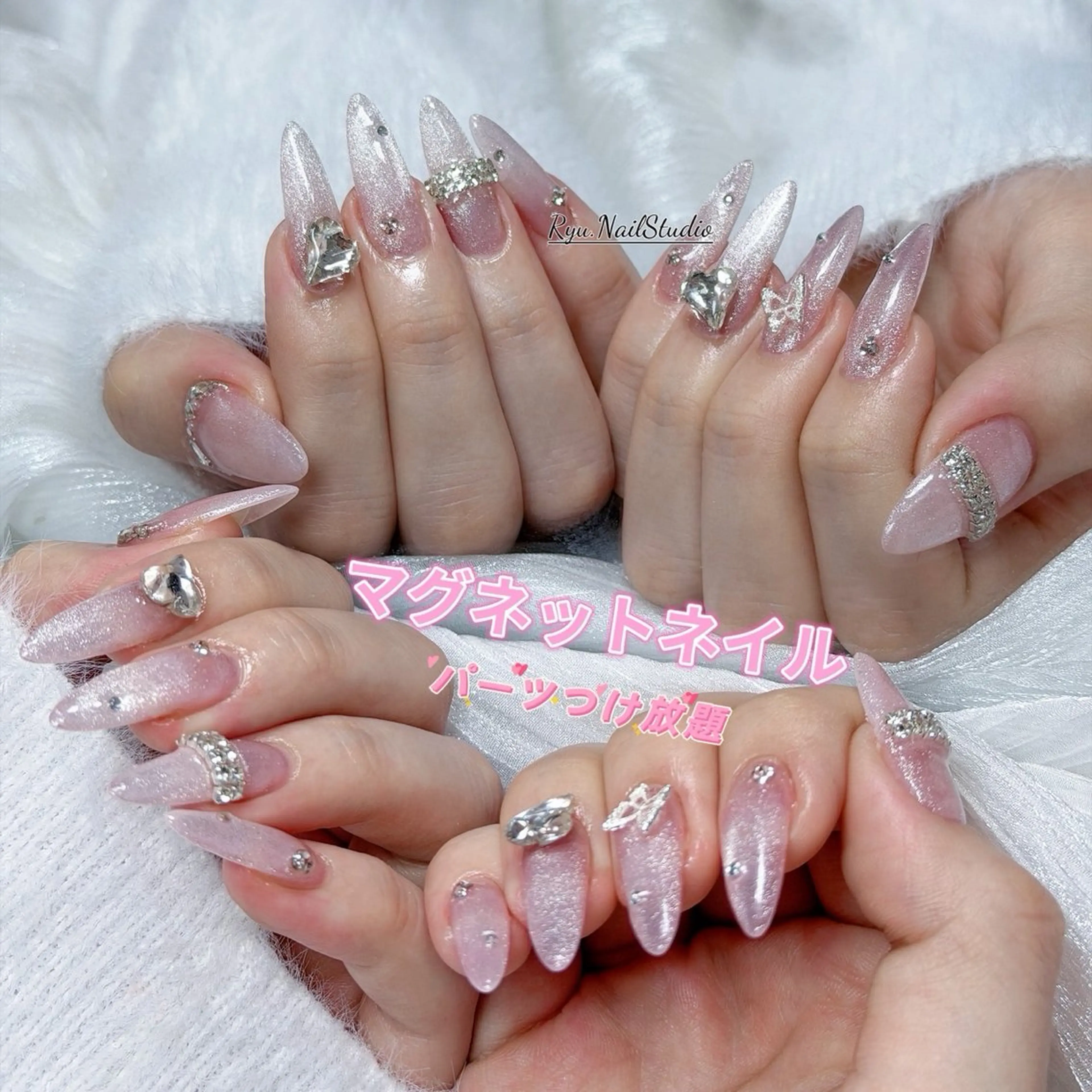 ネイル アートネイル ジェルネイル マグネットネイル ニュアンスネイル シンプルネイル ハンドネイル Ryu Nail NekoChanのネイルデザイン