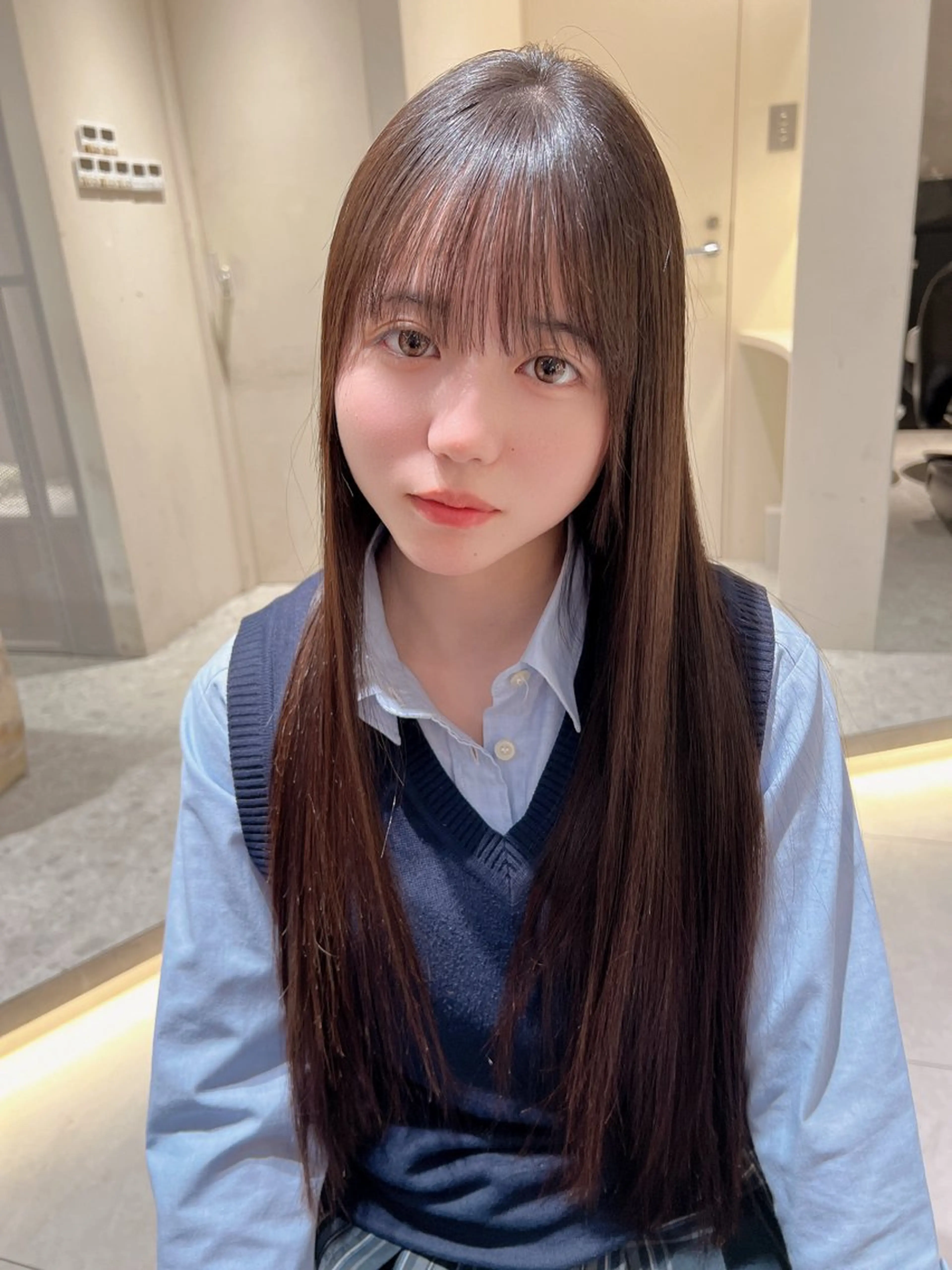 ロング 縮毛矯正 トリートメント 福岡縮毛矯正✨️ ストレート 向井和輝のヘアスタイル