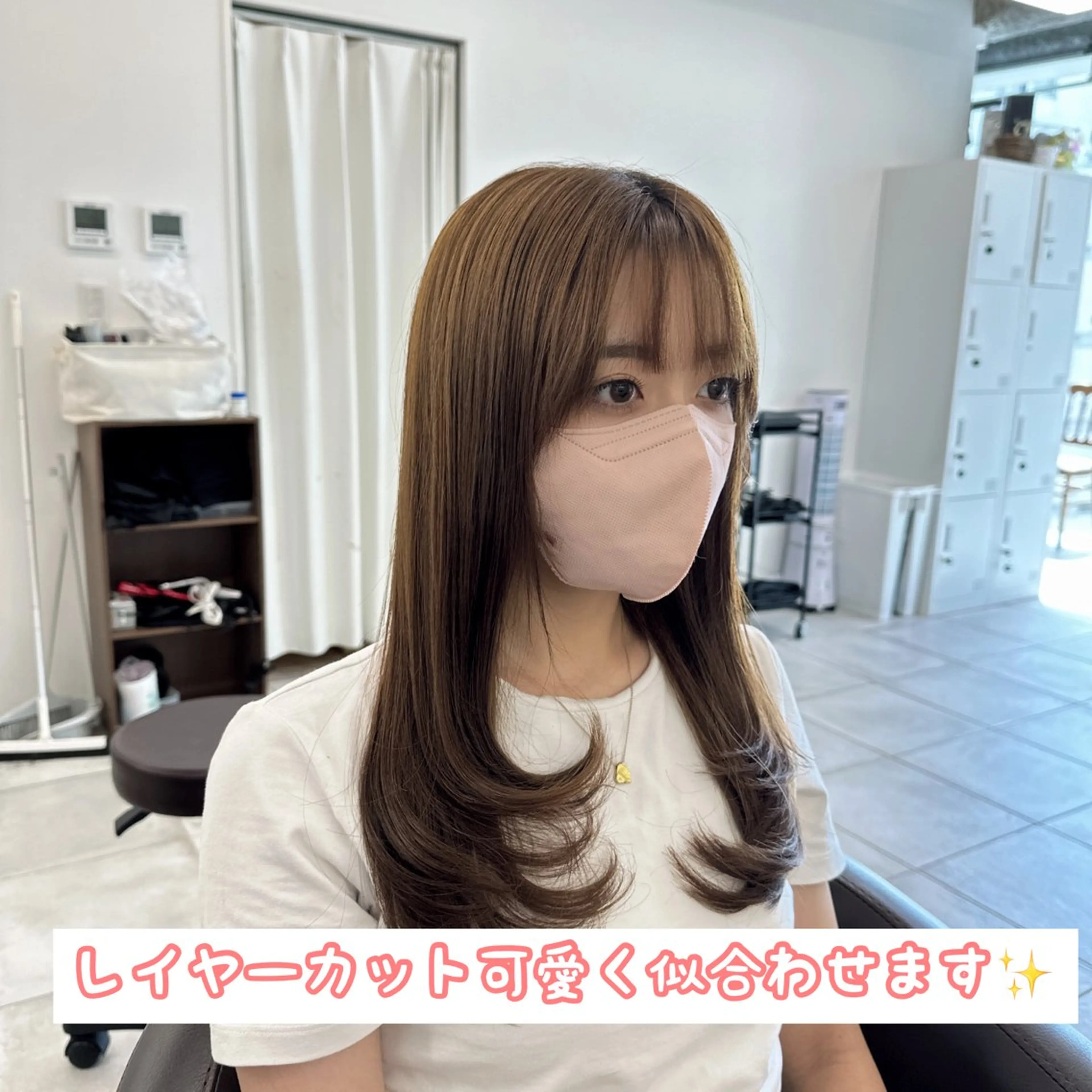 セミロング 顔周りカット レイヤーカット ブリーチなし/レイヤ ー特化🌈Tommyのヘアスタイル