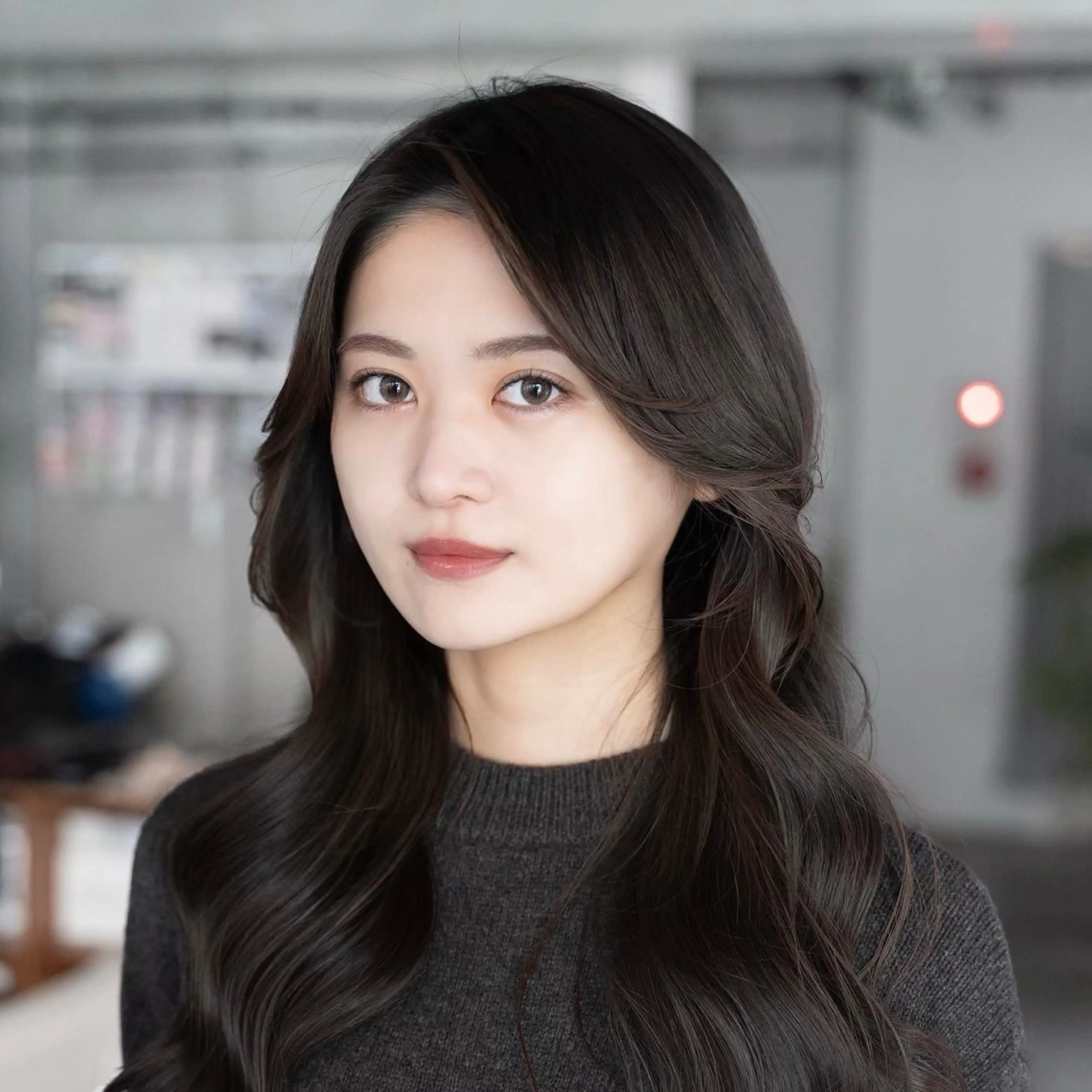 ロング カラー 透明感カラー オレンジ ヘアカラー トリートメント ムツキ/品のある 艶カラー/縮毛矯正のヘアスタイル