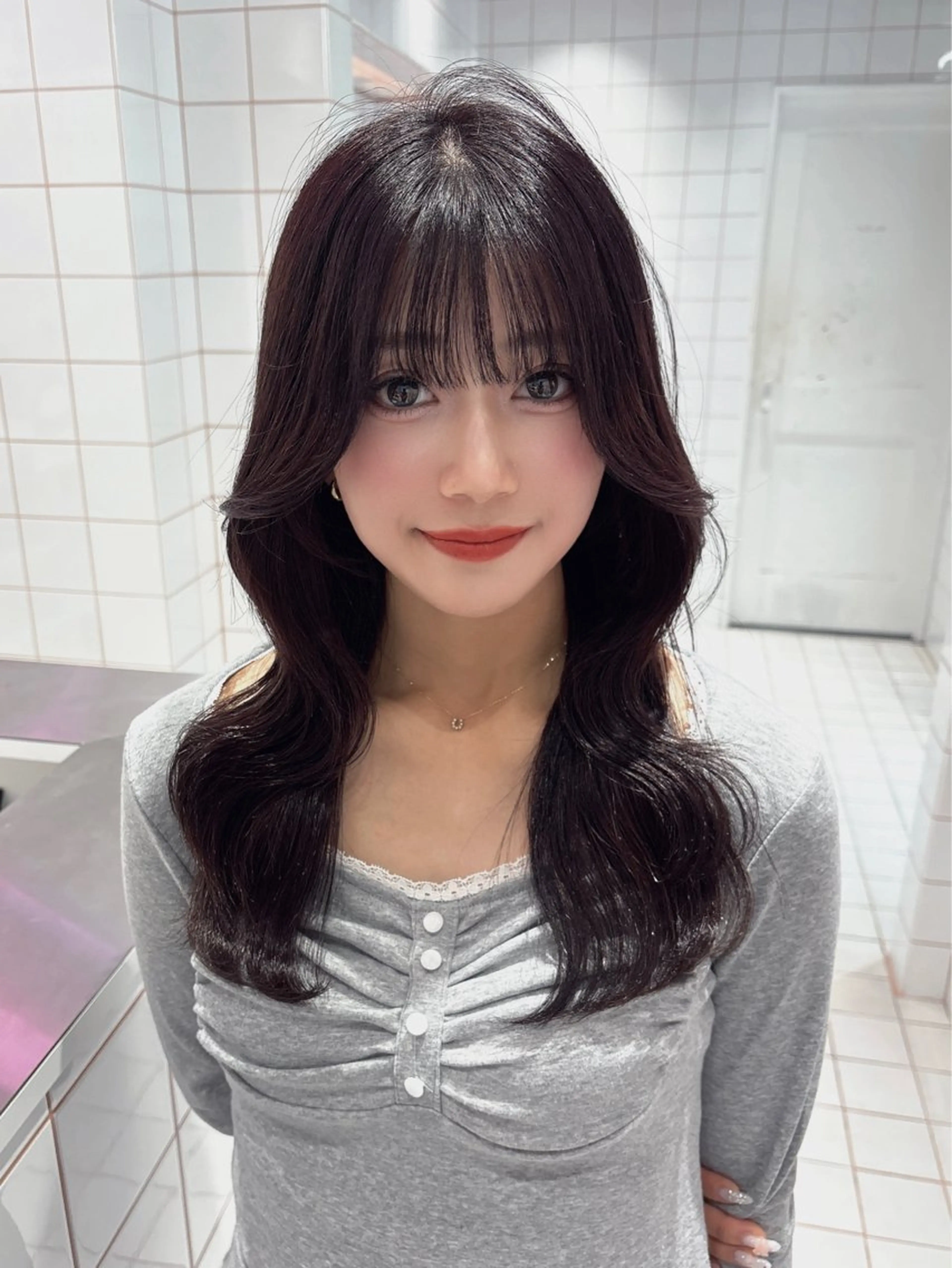 ロング カラー 透明感カラー トリートメント 色気レイヤースタイル 洒落色気ヘアマサトのヘアスタイル