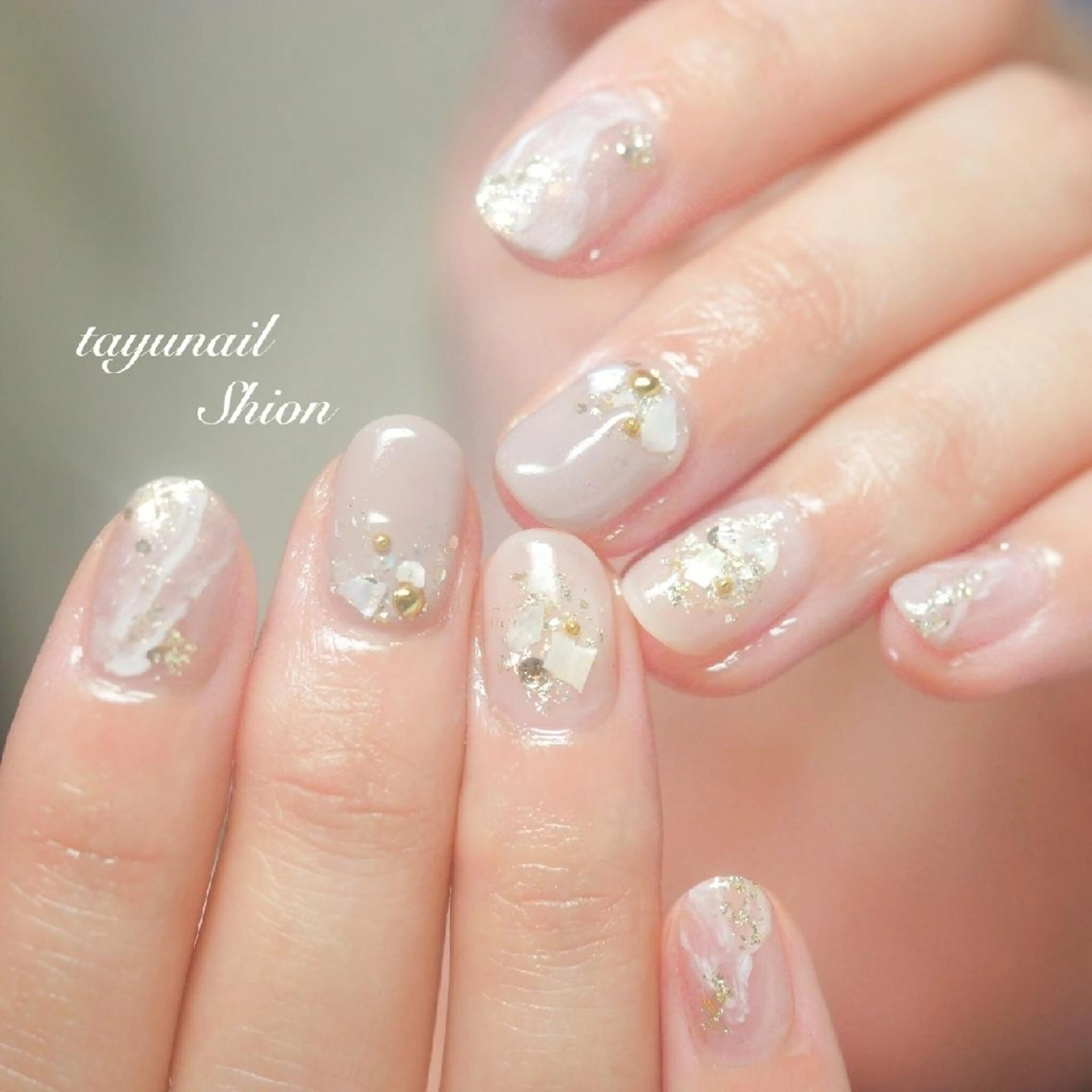 ネイル アートネイル ブルー ジェルネイル キラキラネイル パラジェル ネイルサロン 【たゆnail】のネイルデザイン