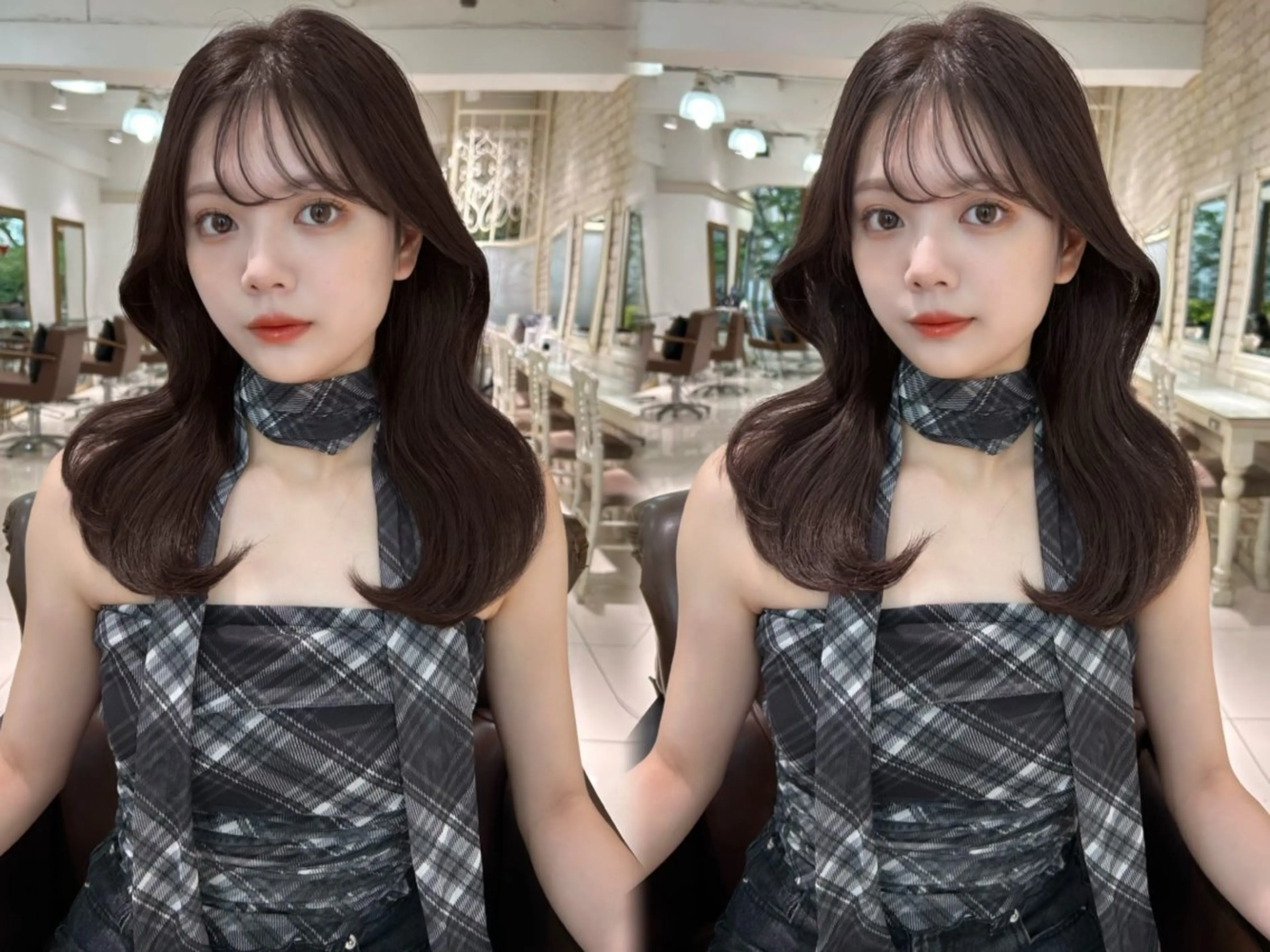 セミロング カラー ワンホン/韓国ガ ーリー/透明感/りよのヘアスタイル