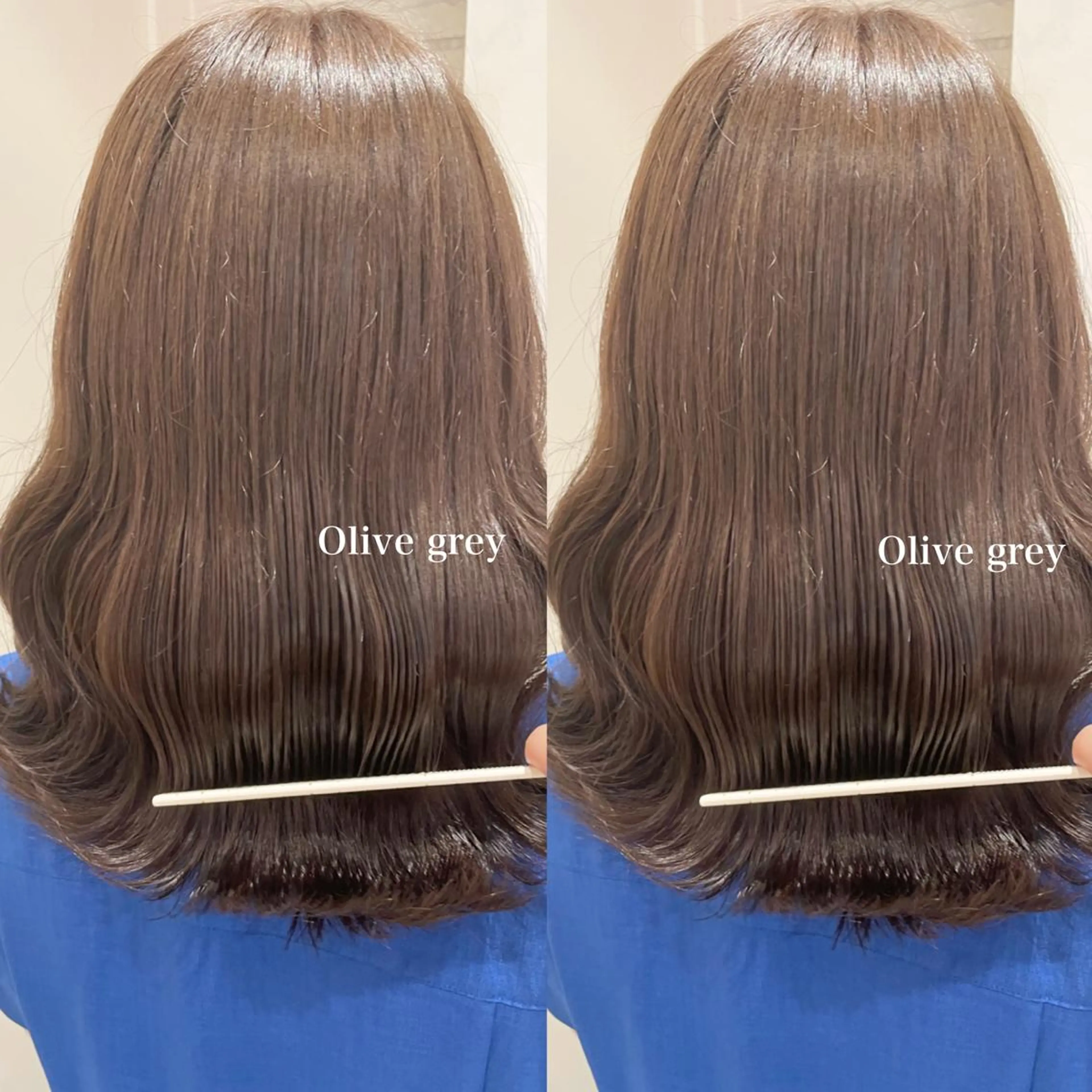 ミディアム カラー 透明感カラー オリーブグレー エクステ/ハイトーン 🐏☁️miminaのヘアスタイル