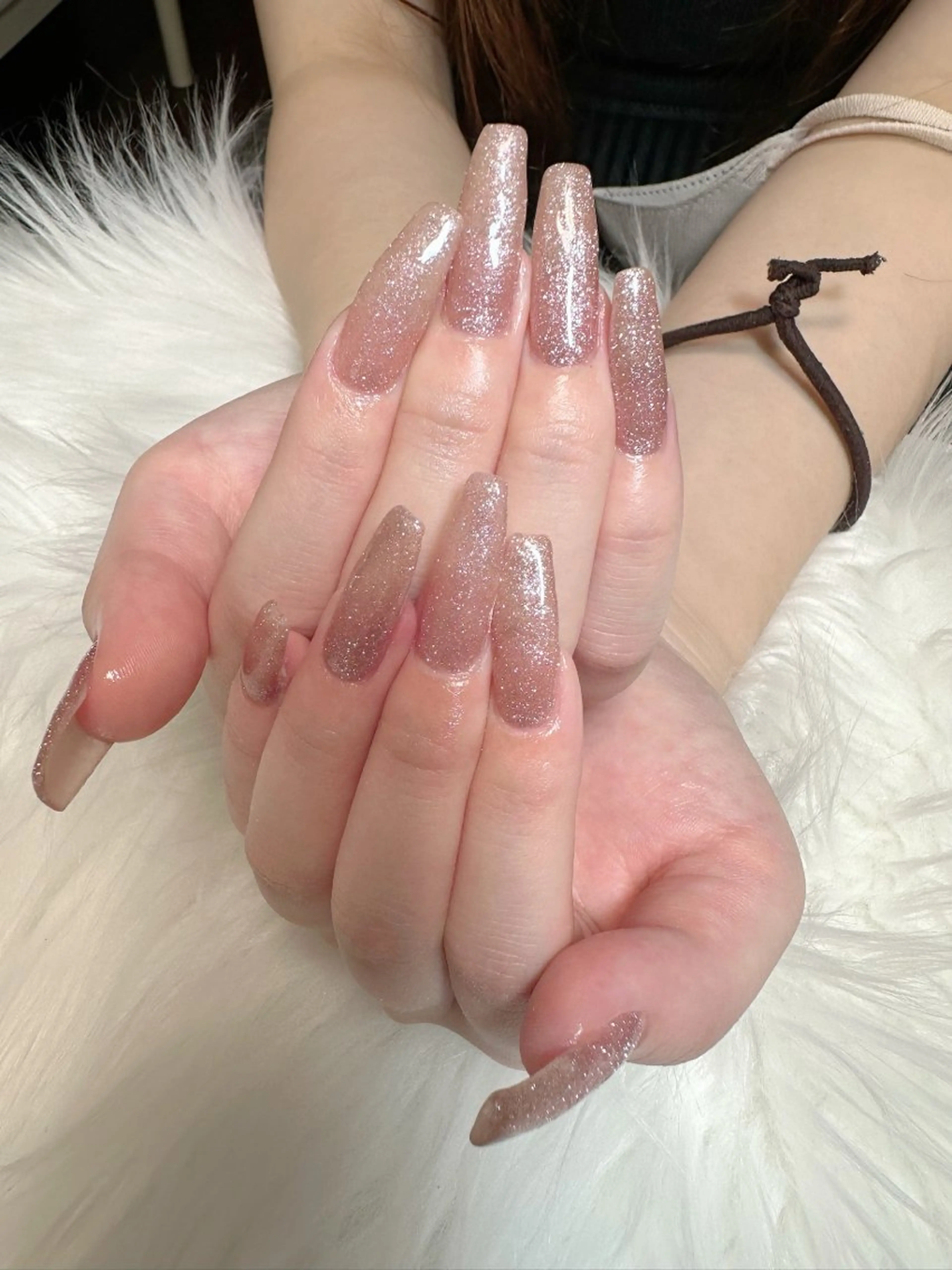 ネイル フラッシュネイル キラキラネイル ロングネイル ピンク As nailのネイルデザイン