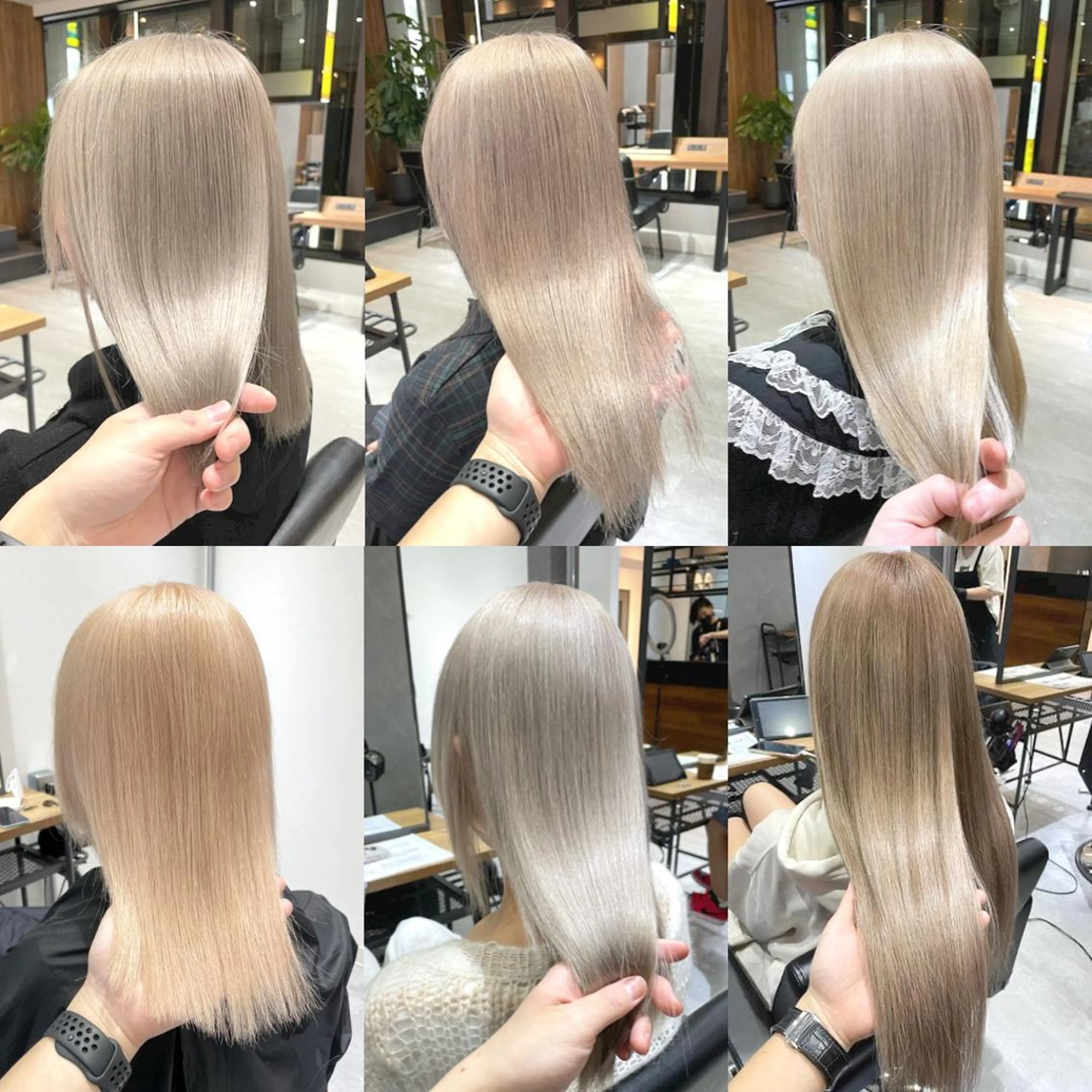 セミロング カラー ベージュカラー ブリーチ ダブルカラー ハイトーンカラー ミルクティーベージュ KEISUKE🐶 カラー✨エクステのヘアスタイル