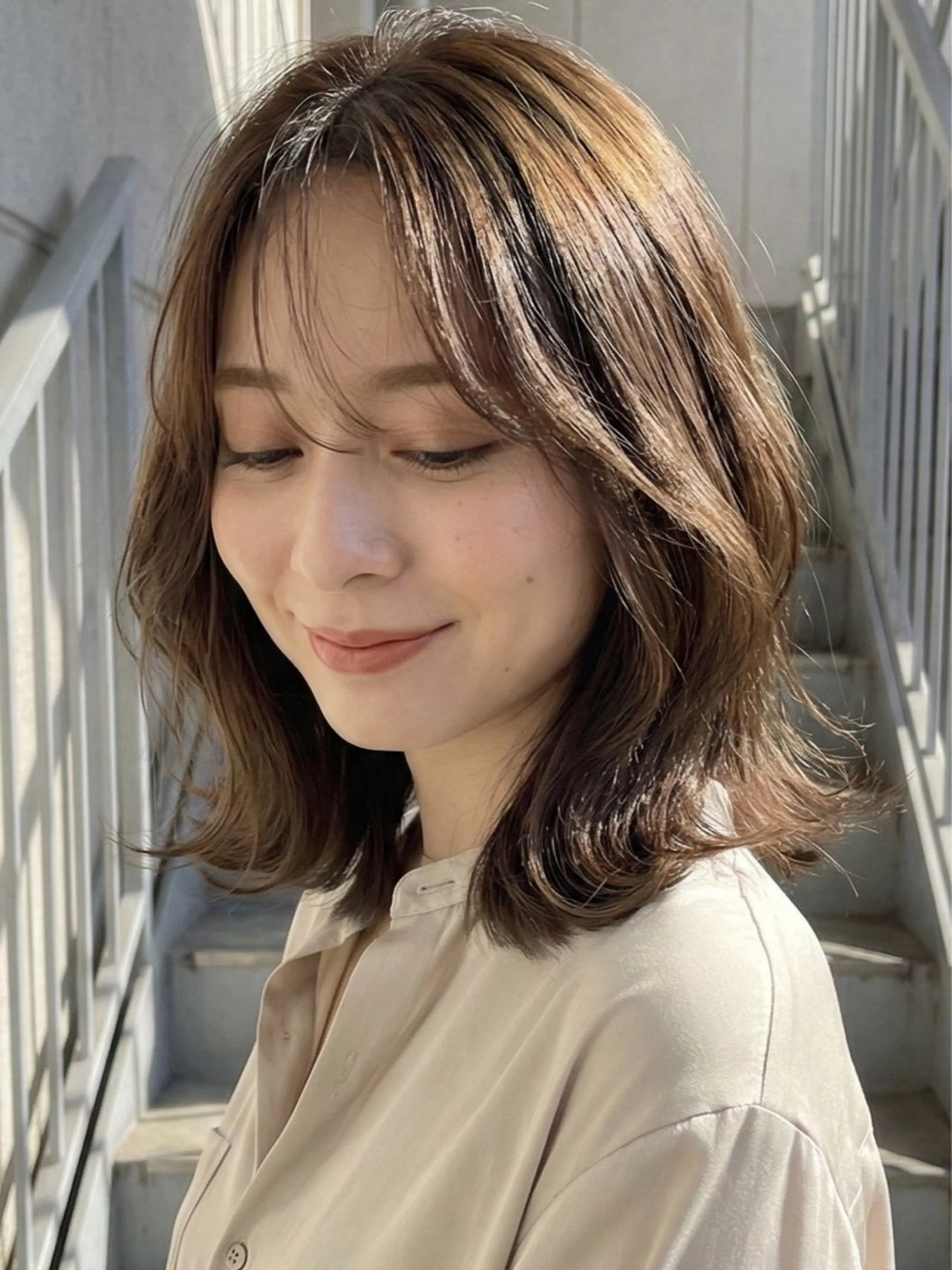 ミディアム カラー ヘアカラー トリートメント Rowel ローウェルのヘアスタイル