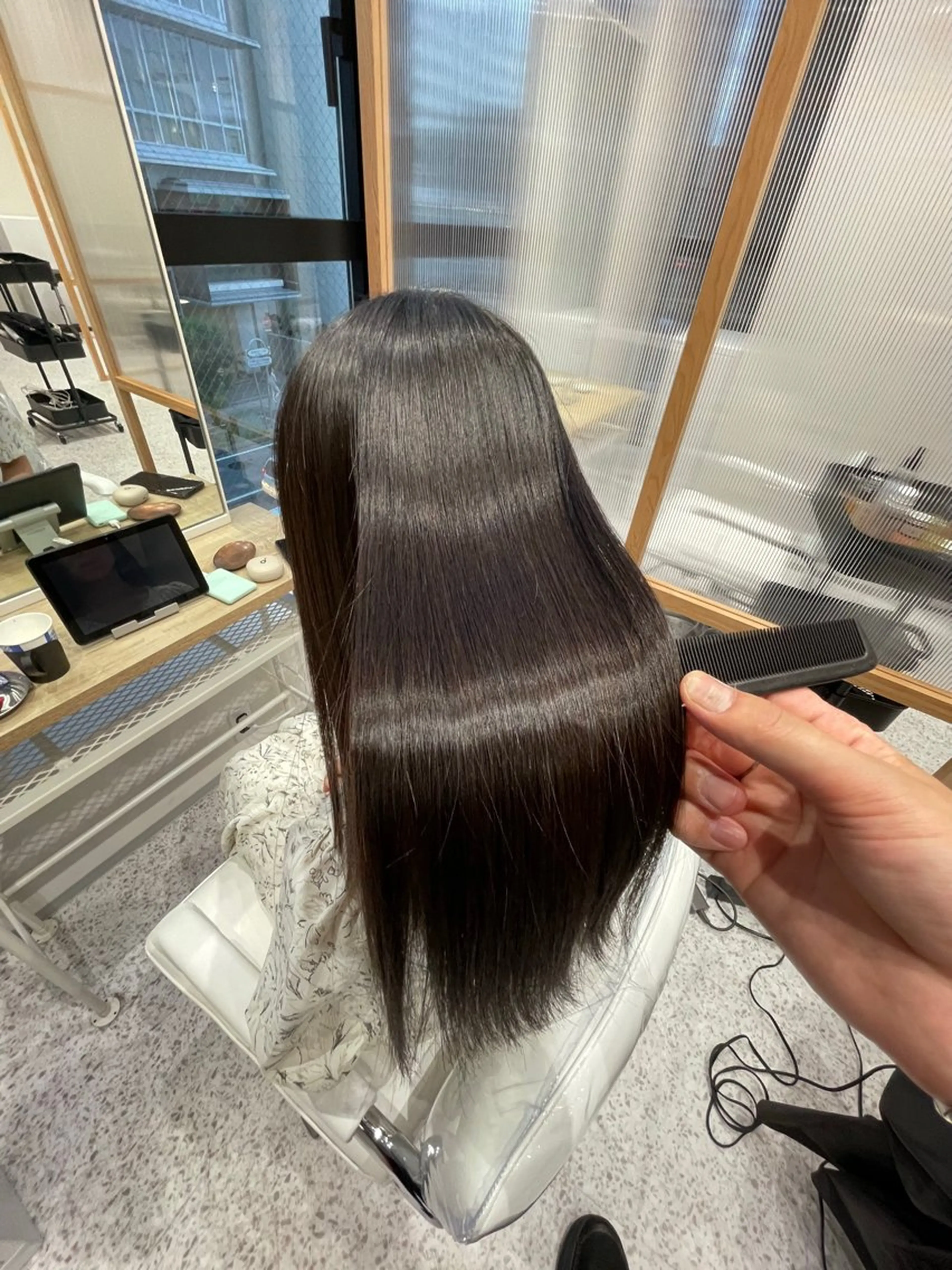 セミロング 髪質改善 縮毛矯正 トリートメント 美髪矯正/髪質改善 /氏原のヘアスタイル