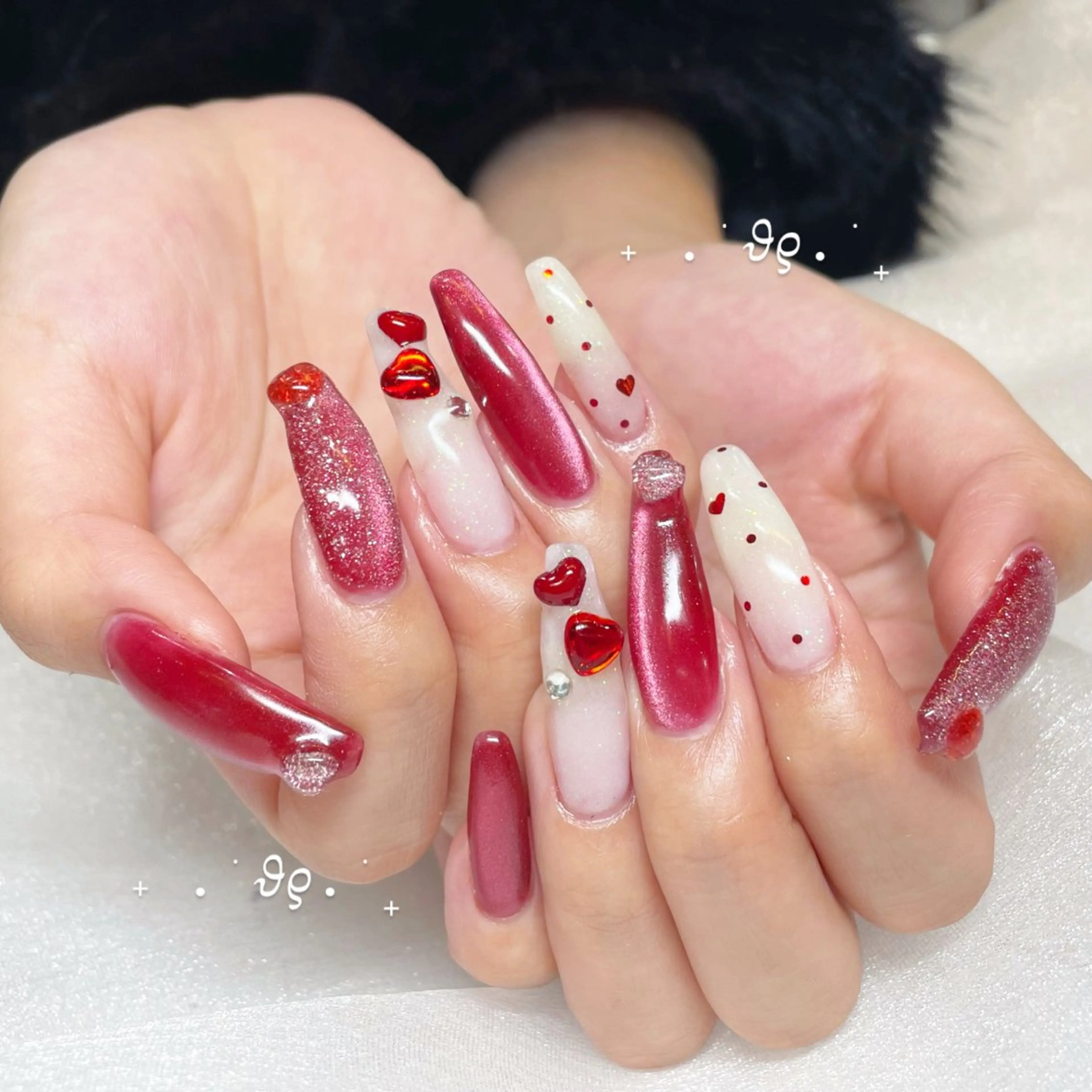 ネイル ハート 赤色 ハンドネイル Tsukahara 🌷仙台PARCOのネイルデザイン