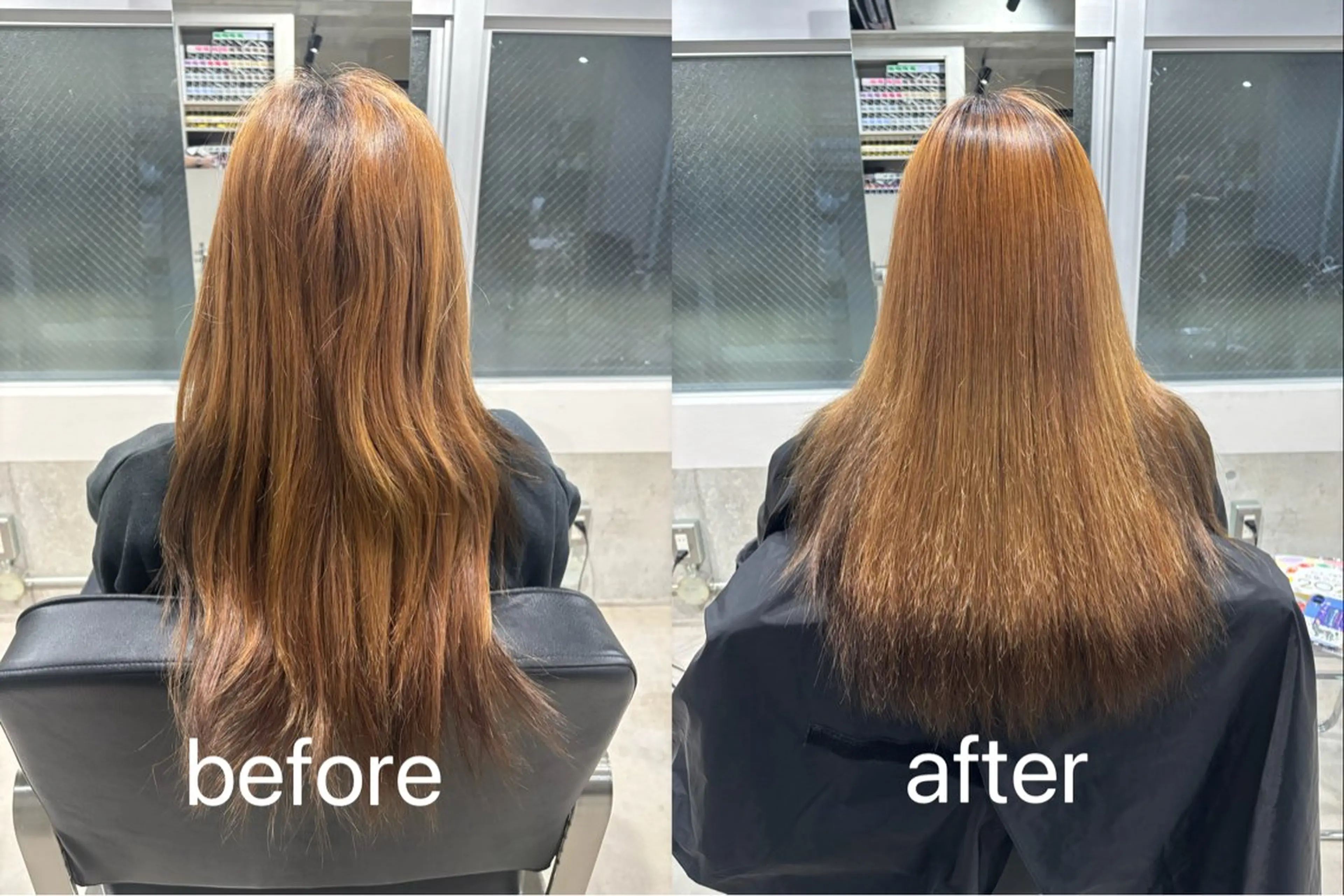 ロング 縮毛矯正 デザインカラー みさのヘアスタイル