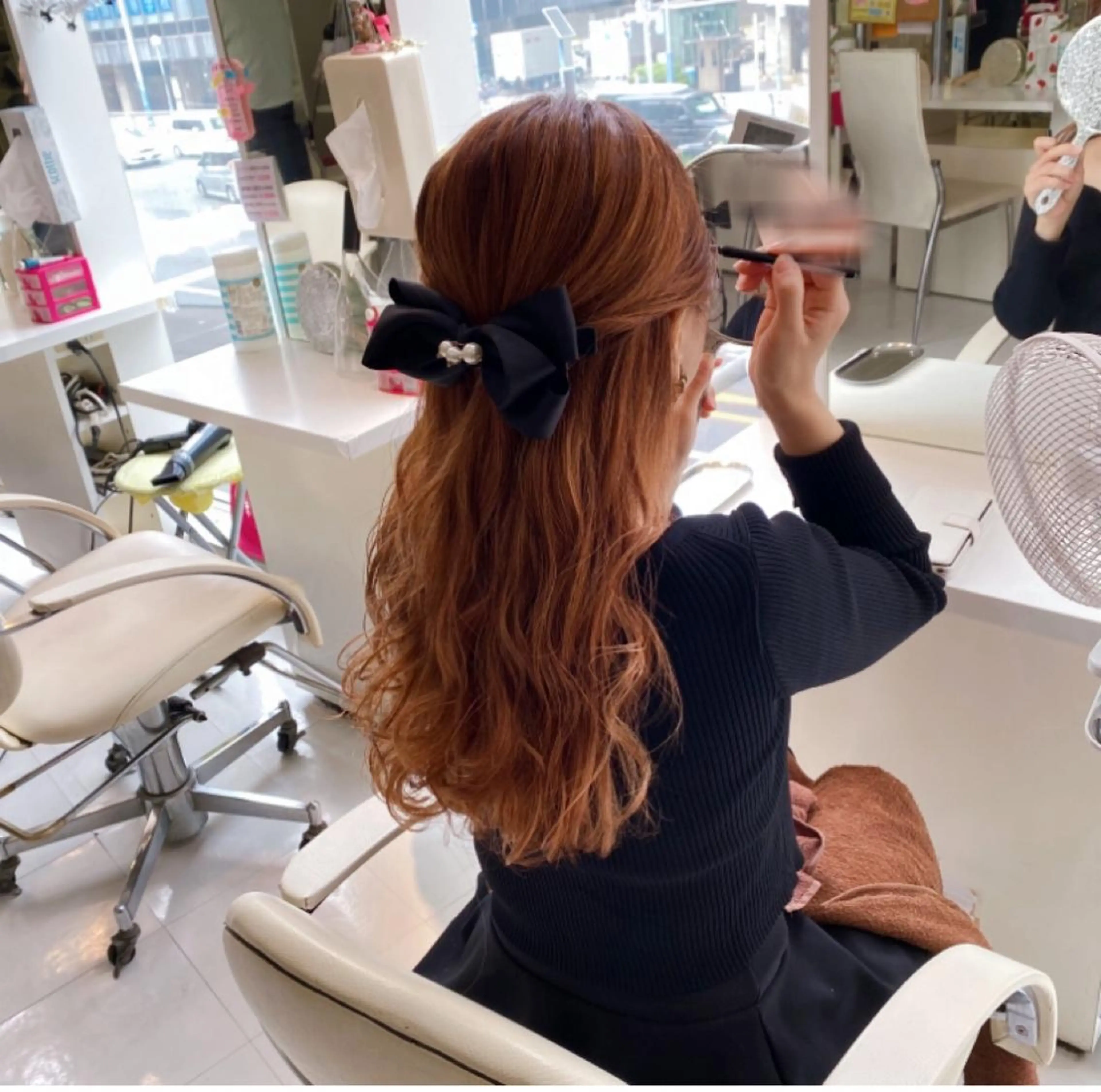 ロング ヘアアレンジ ハーフアップ ヘアセット 竹野 実優のヘアスタイル