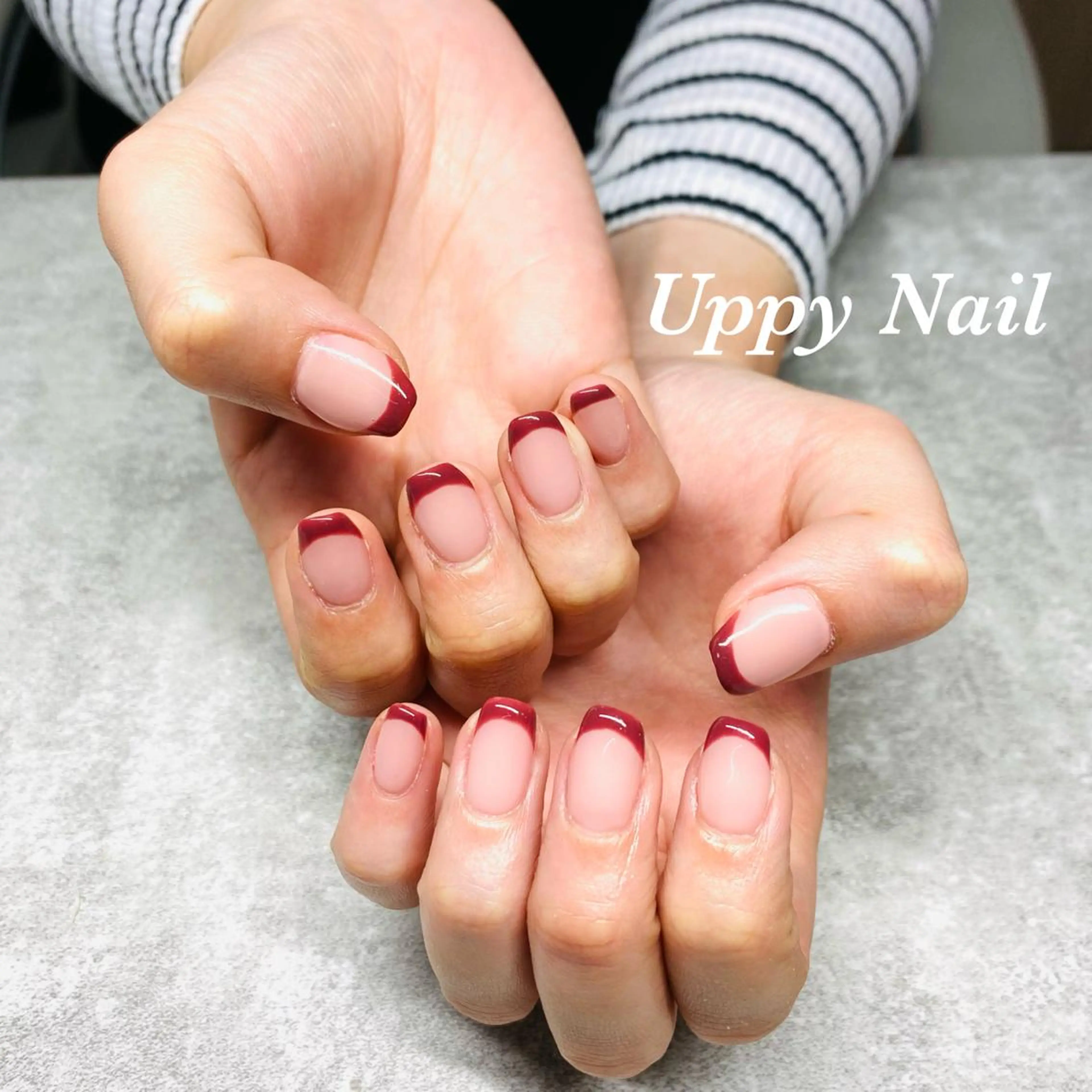 ネイル フレンチネイル 赤色 春ネイル ハンドネイル Uppy Nail ukyoのネイルデザイン