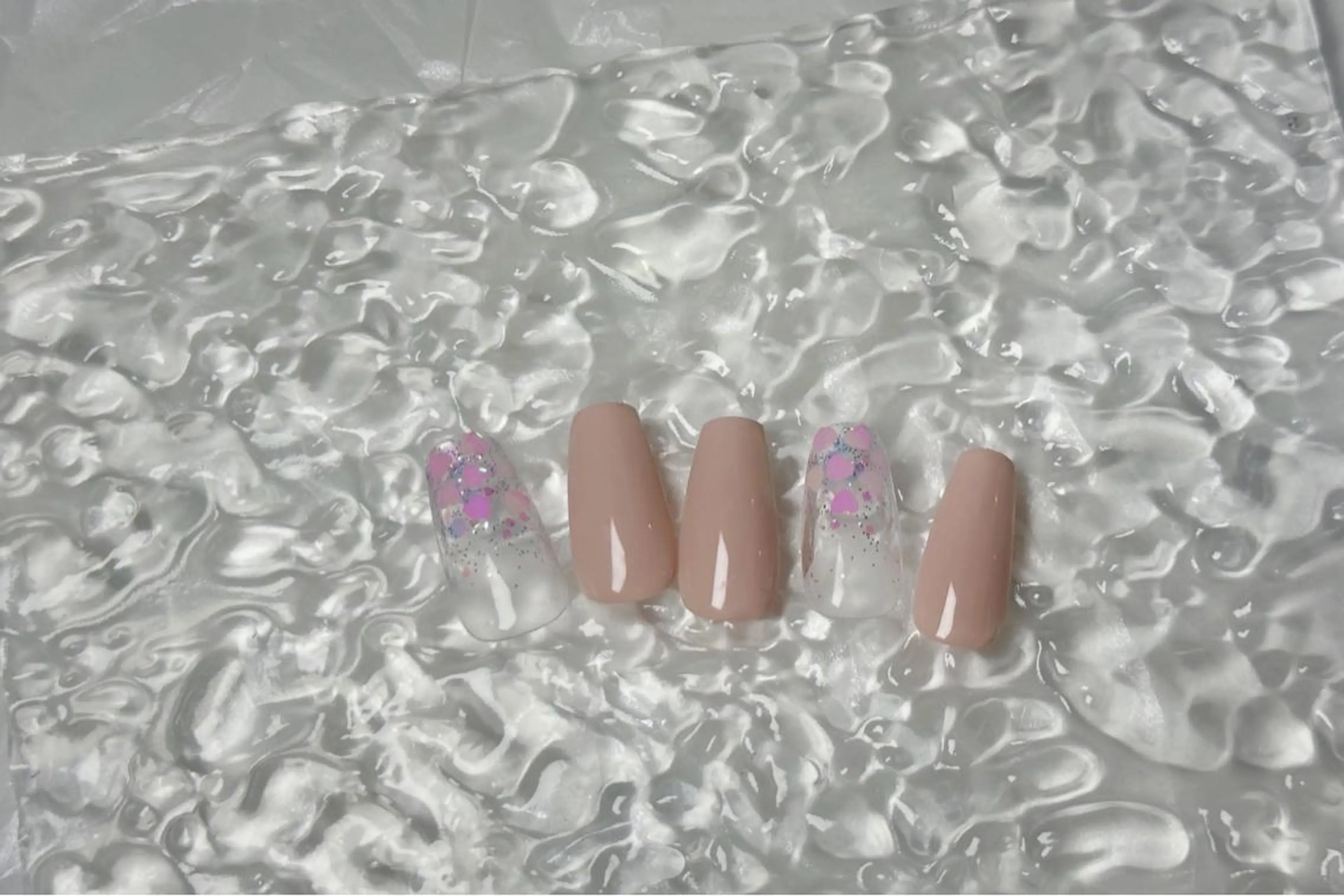 ネイル 長さ出し フットネイル フレンチネイル ジェルネイル ガラスフレンチ MSSugar Nailのネイルデザイン
