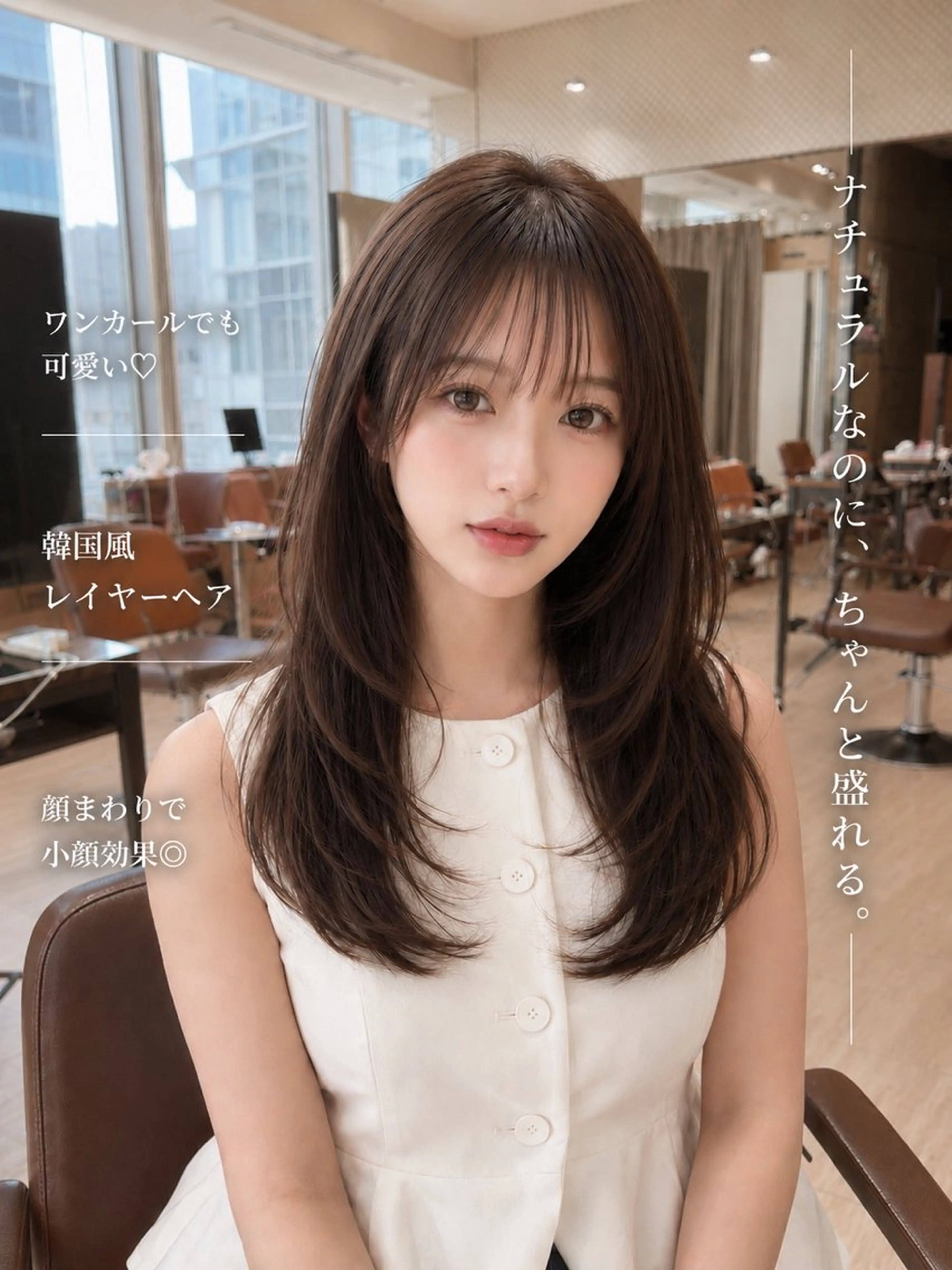 【ミニモ限定📌】韓国レイヤーカット+地毛風ストレート+サロンオリジナルトリートメント🫧の写真