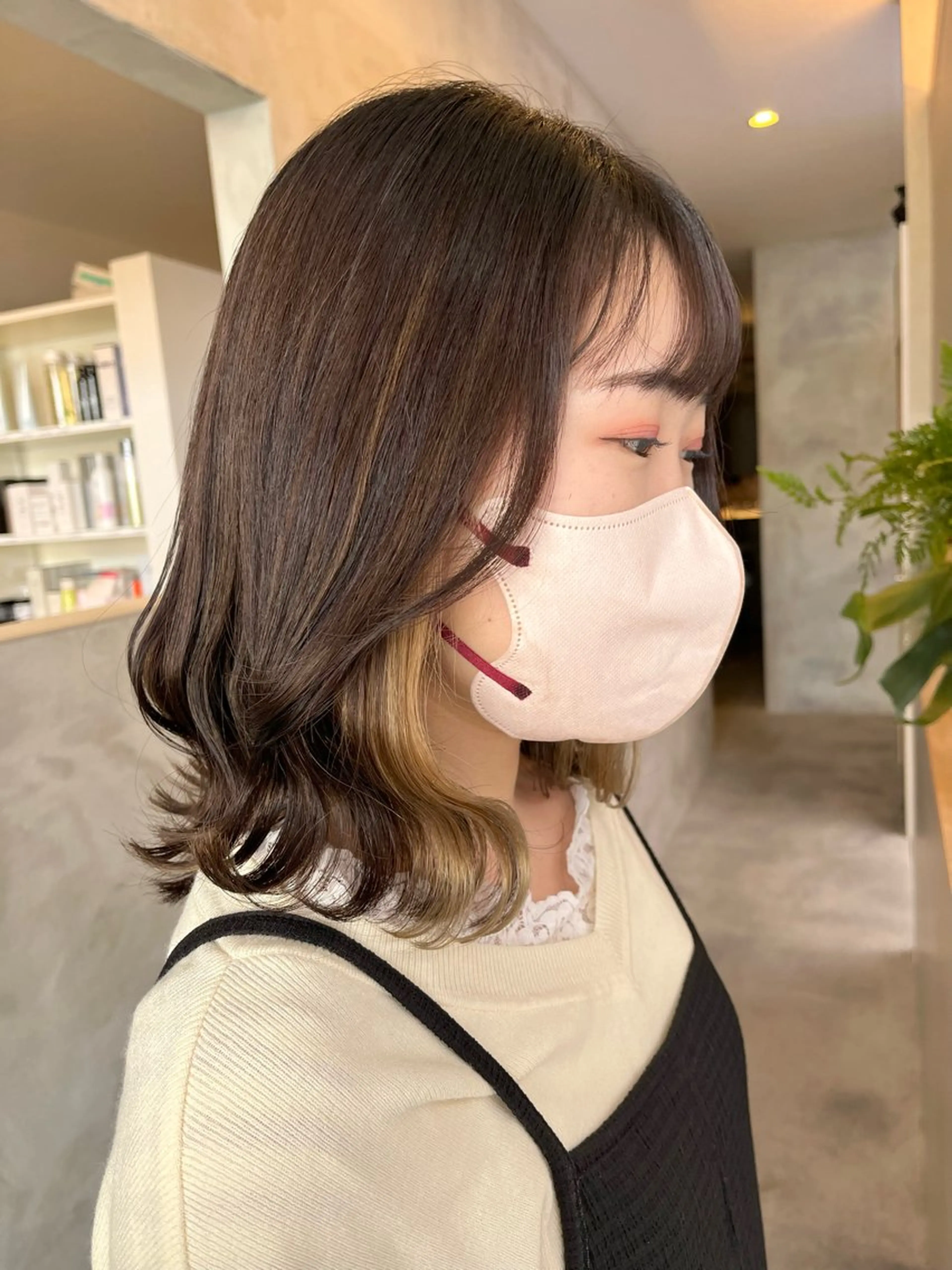 ミディアム カラー ベージュカラー インナーカラー Yuka /ツヤカラー✨のヘアスタイル