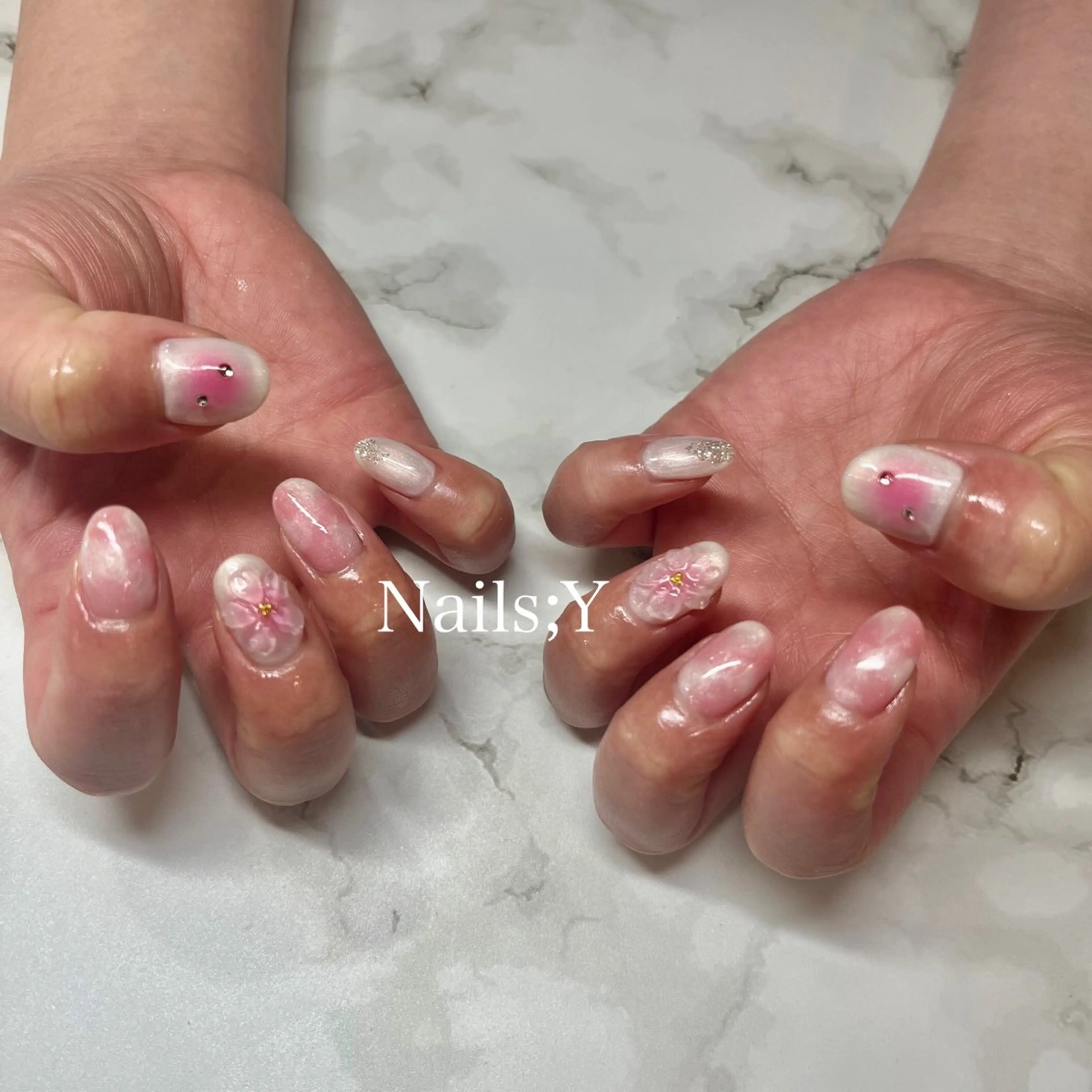 ネイル チークネイル 桜ネイル ハンドネイル yo koのネイルデザイン