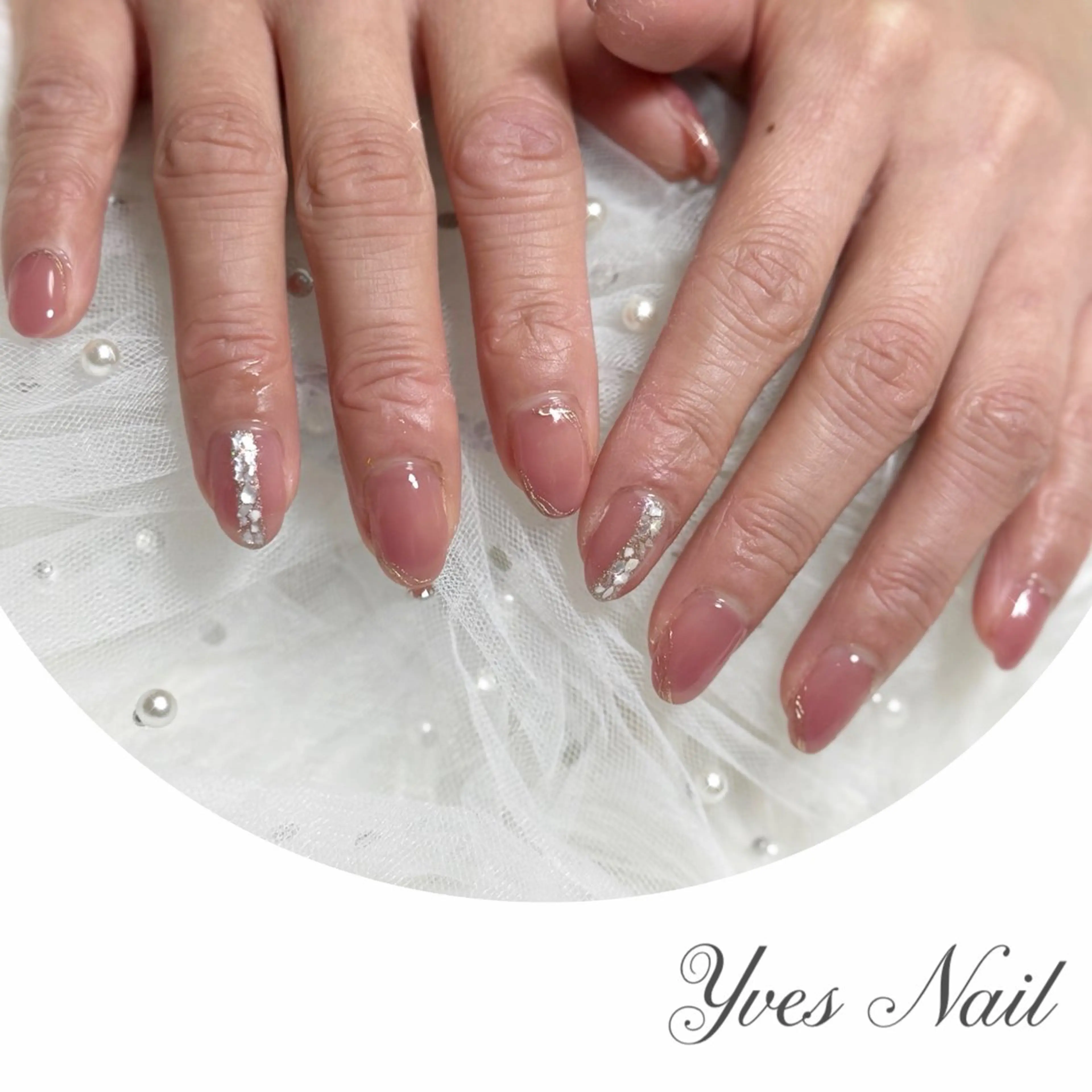 ネイル ラメ(グリッター) オフィスネイル ピンク シンプルネイル ハンドネイル kanno yのネイルデザイン