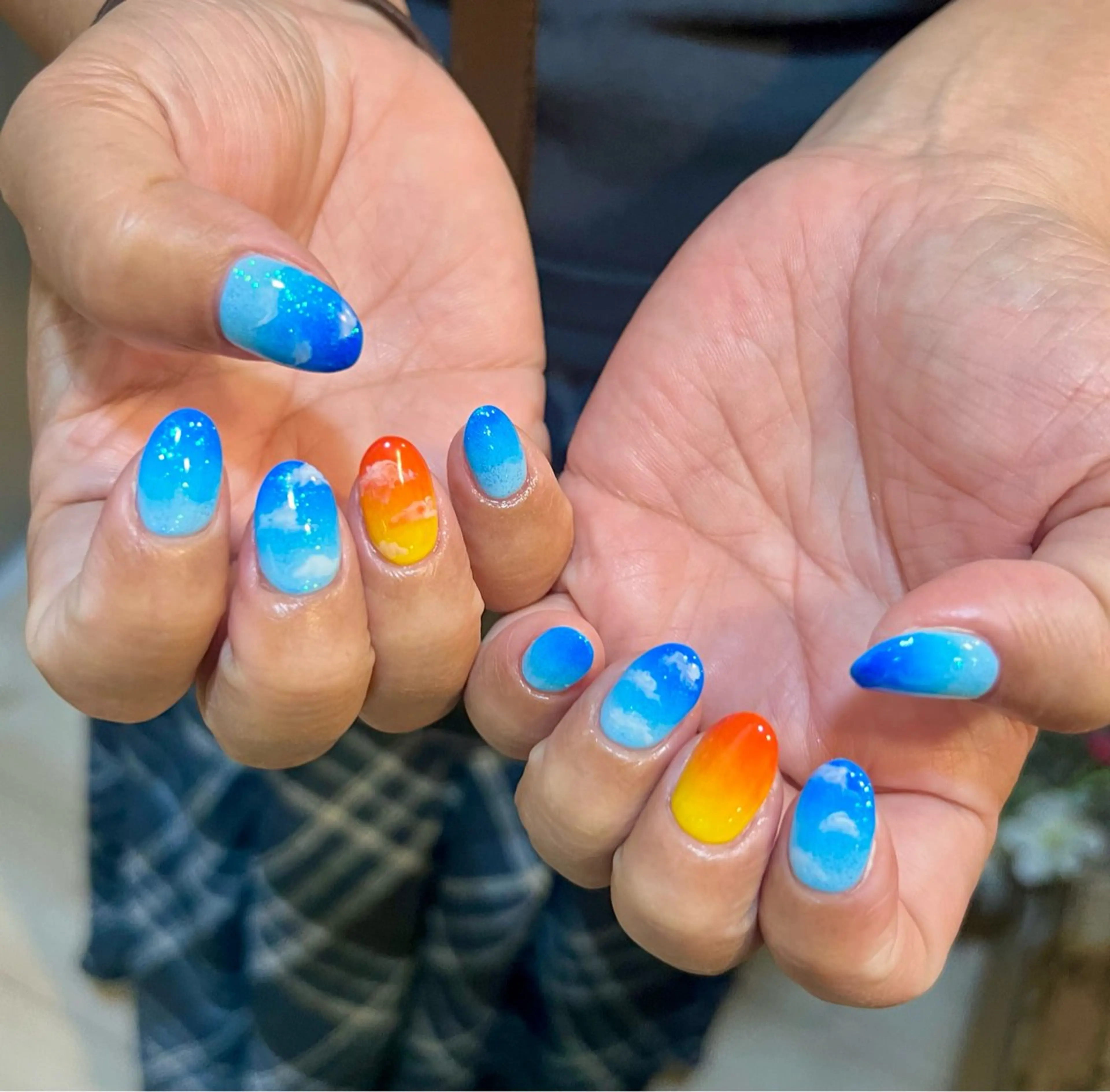 ネイル ブルー 持ち込み いちじゅう あおいのネイルデザイン