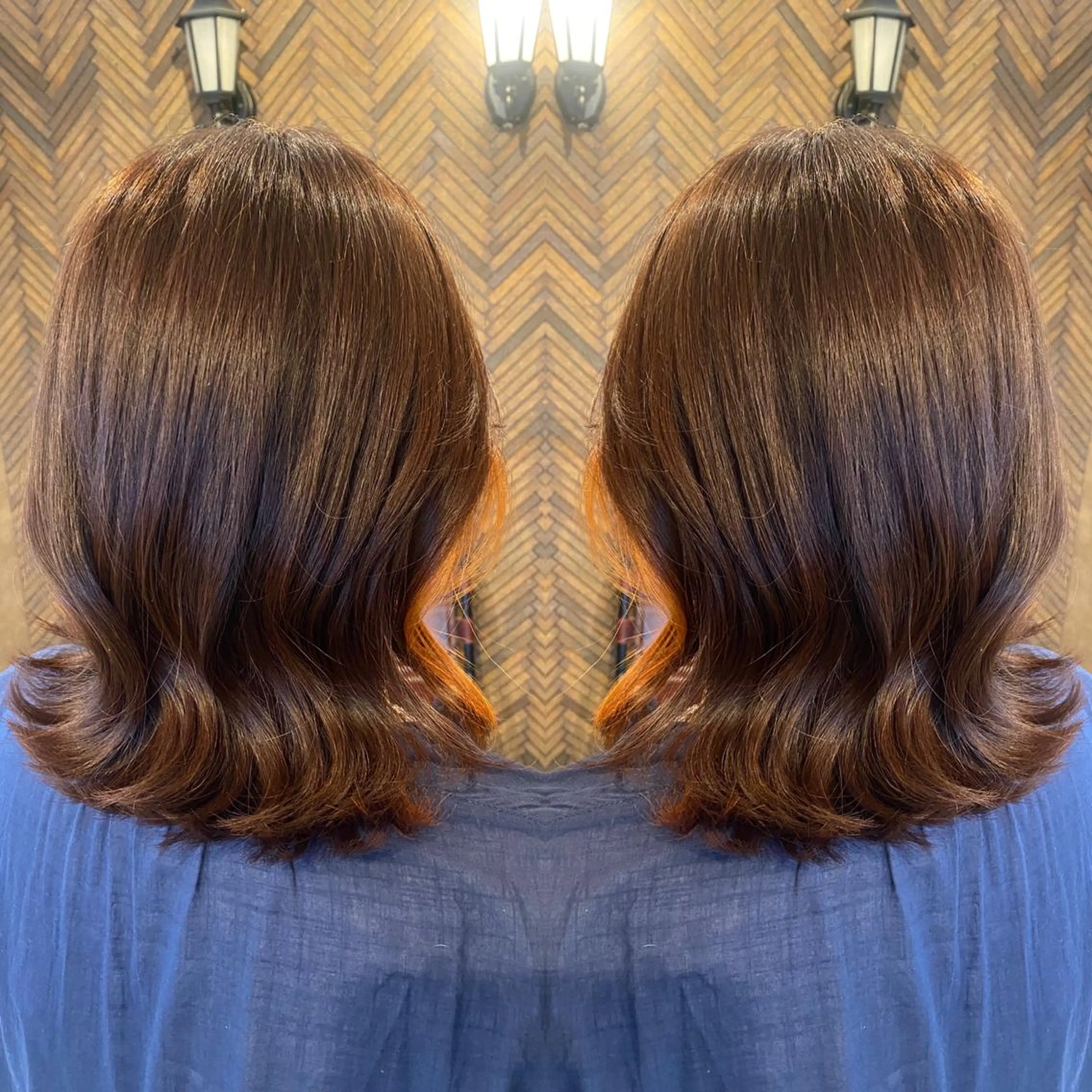 セミロング カラー インナーカラー tocca 💜石田愛結💜のヘアスタイル