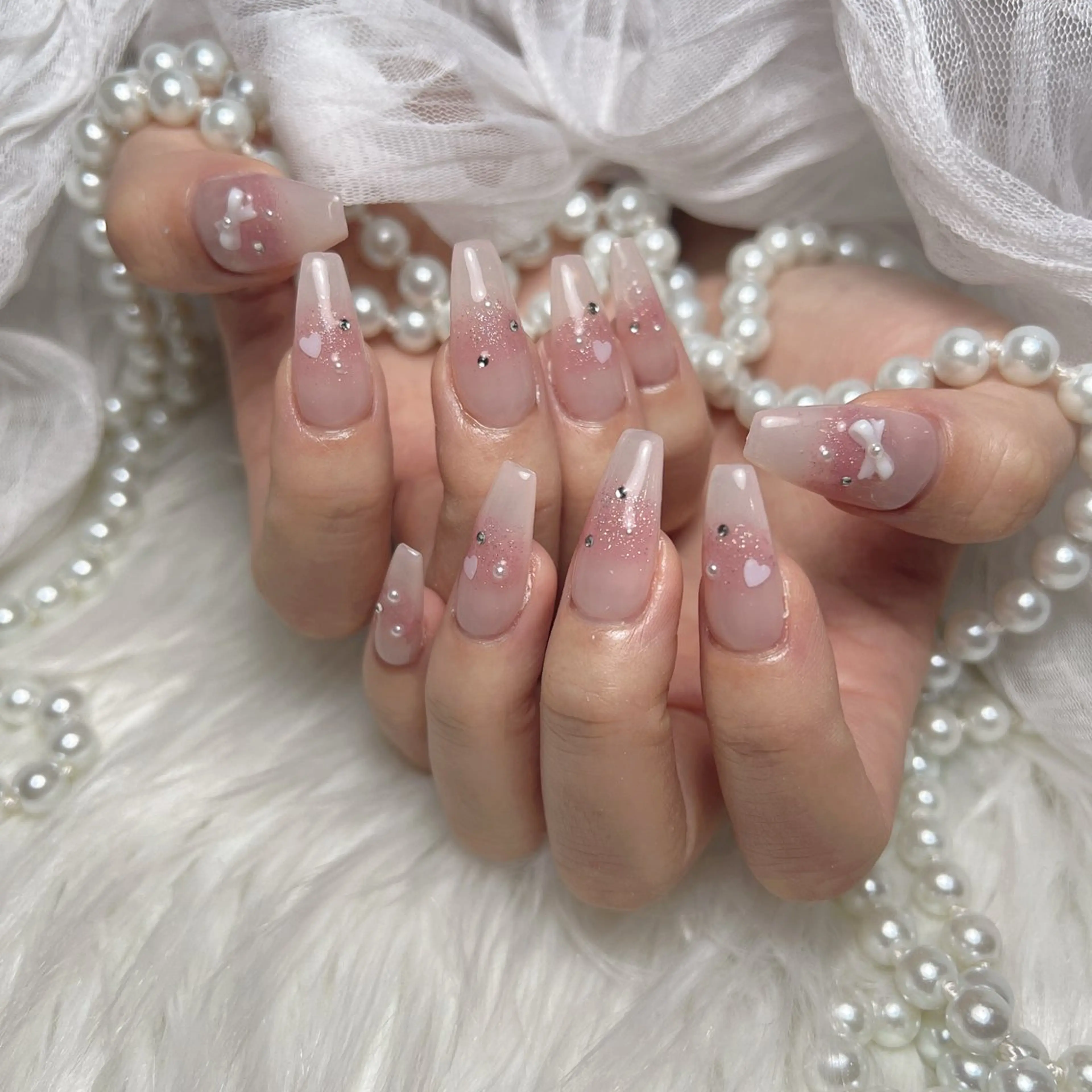 ネイル 長さ出し フットネイル フレンチネイル ガラスフレンチ グラデーション ハンドネイル M2beauty Renaのネイルデザイン