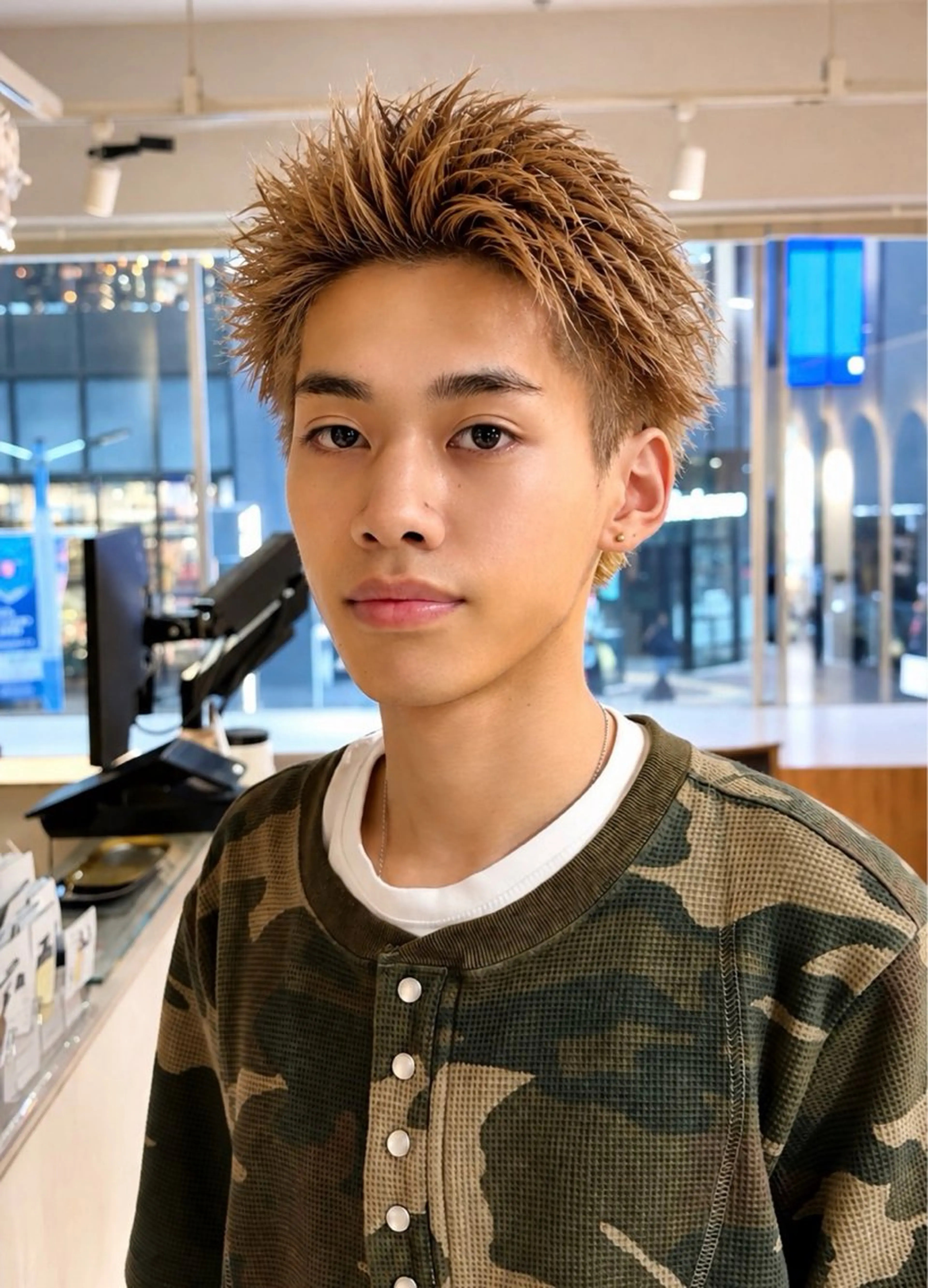 カラー メンズ メンズブリーチ メンズハイトーン スパイキーショート ブリーチ ハイトーンカラー カット ヘアカラー 🌞塙 湧貴🌞のヘアスタイル