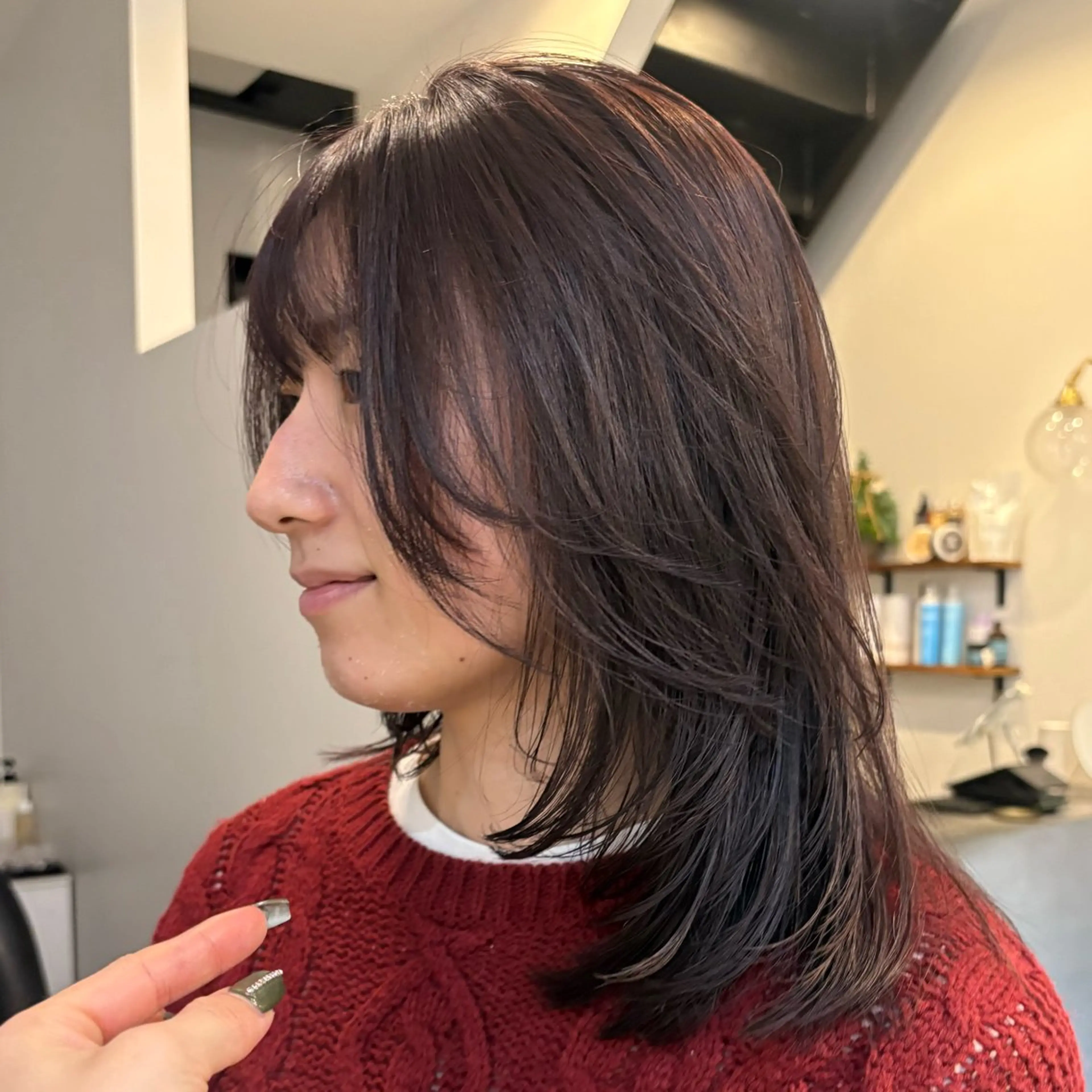 ミディアム カット ヘアカラー トリートメント ハイトーン指名No. 1/レイヤー/みさきのヘアスタイル