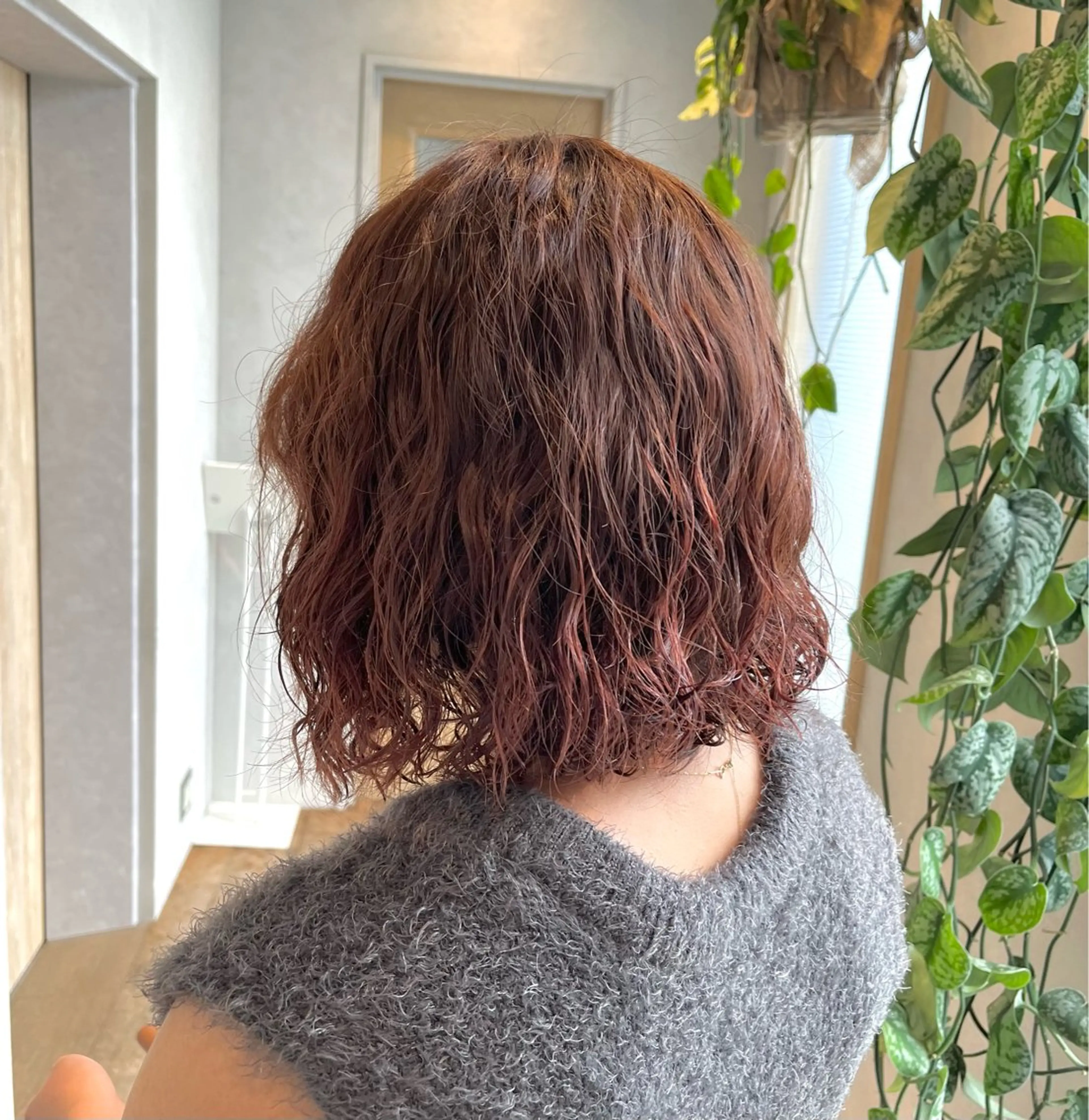 ミディアム カラー パーマ ミディアムパーマ ボブ 顔まわりレイヤー 顔周りカット レイヤーカット カット パーマ 🌿‬ナチュラルヘア /パーマ/蒼真🍃のヘアスタイル