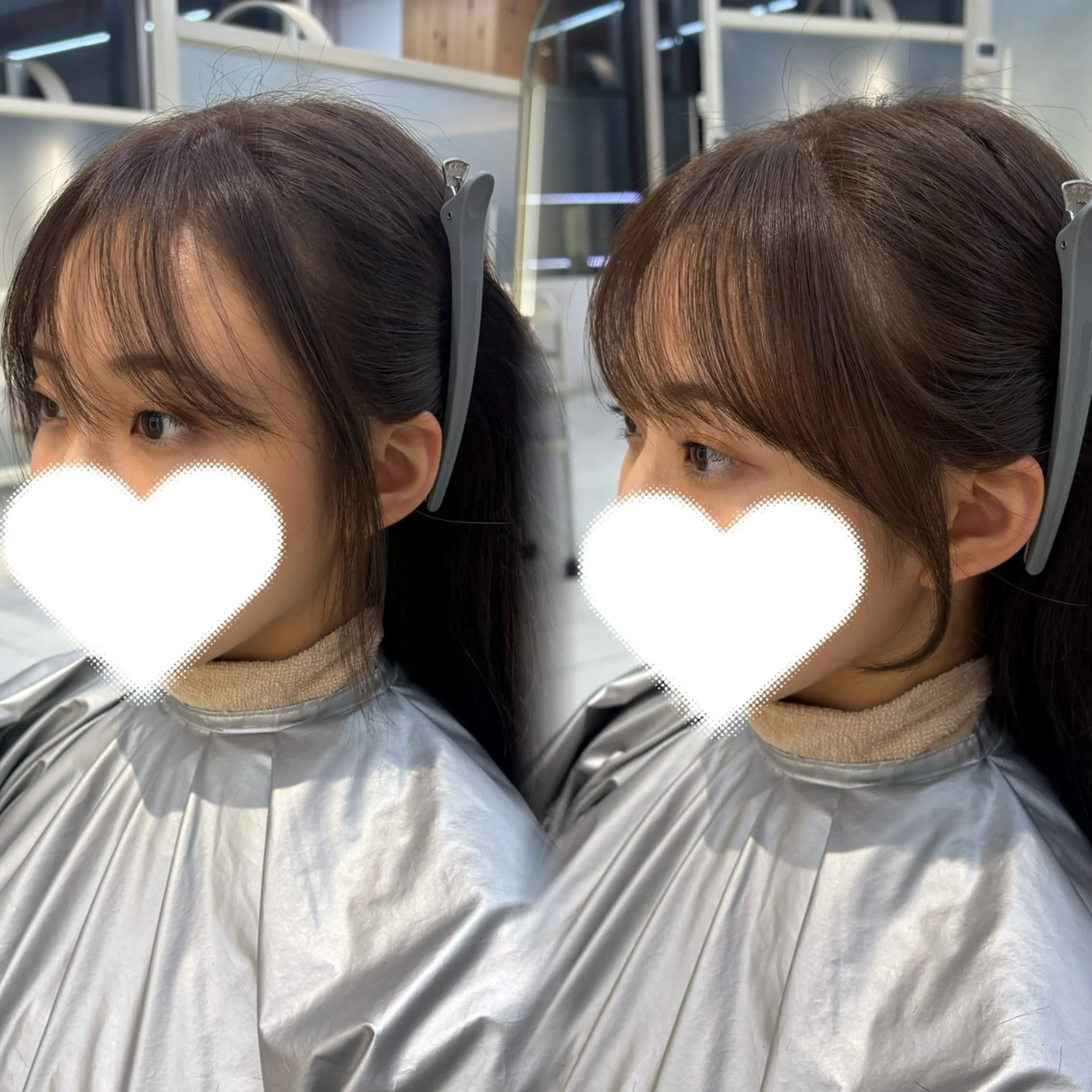 セミロング かなこ／重めレイヤー ／透明感カラーのヘアスタイル