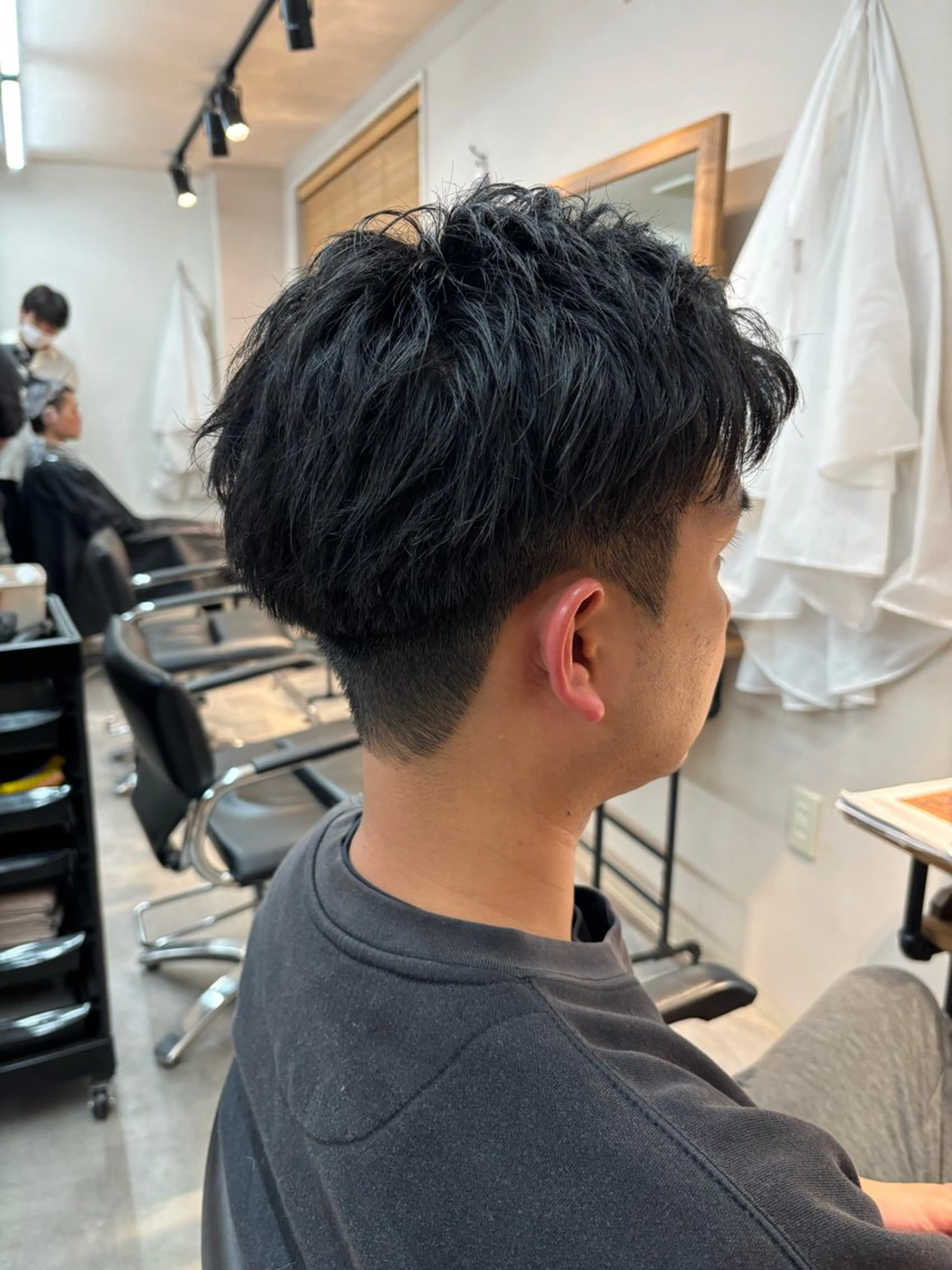 メンズ アップバング ツーブロック カット 保立/フェザーパーマ /メンズカット千葉のヘアスタイル