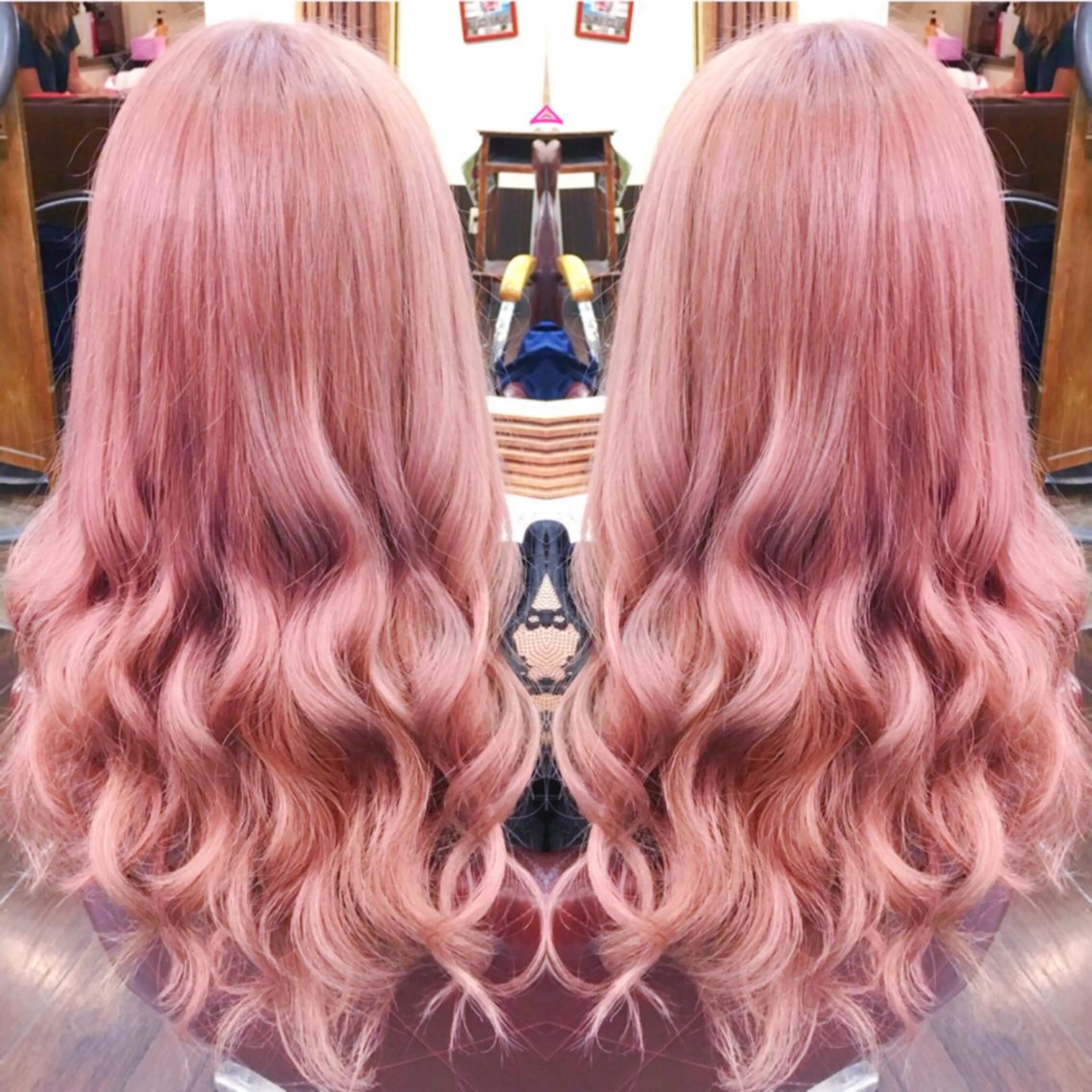 ロング カラー 編み込みエクステ ブリーチ ピンクカラー エクステ カット ヘアカラー エクステ ヘアセット 韓国ヘア🤍髪質改善 🇰🇷AKANEのヘアスタイル