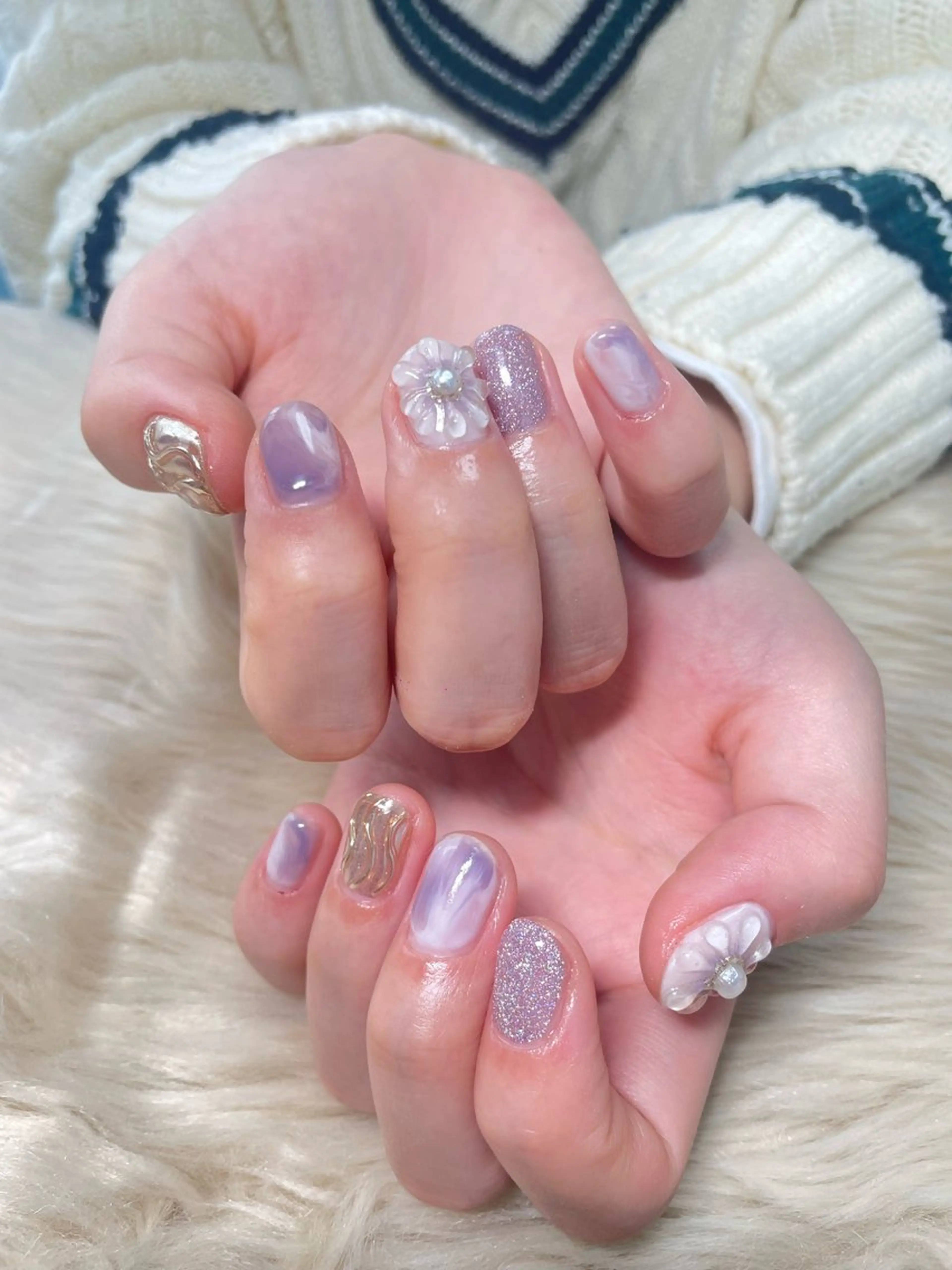 ネイル 成人式 フラワーネイル ぷっくりネイル はるひな ねいるのネイルデザイン