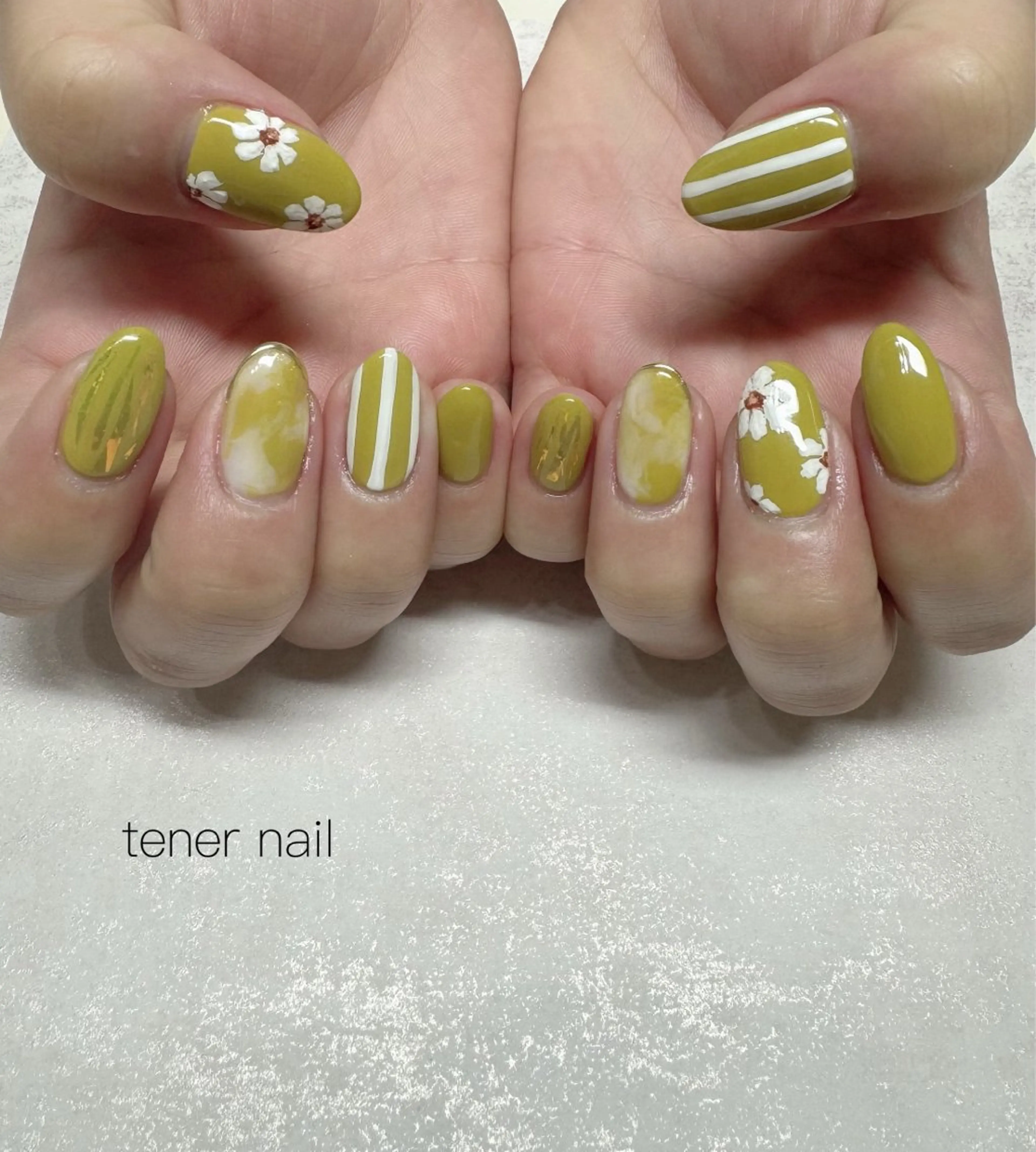 ネイル フラワーネイル ピスタチオネイル ハンドネイル tener  nail  テネルネイル所属・テネルネイル tener nailのネイルデザイン