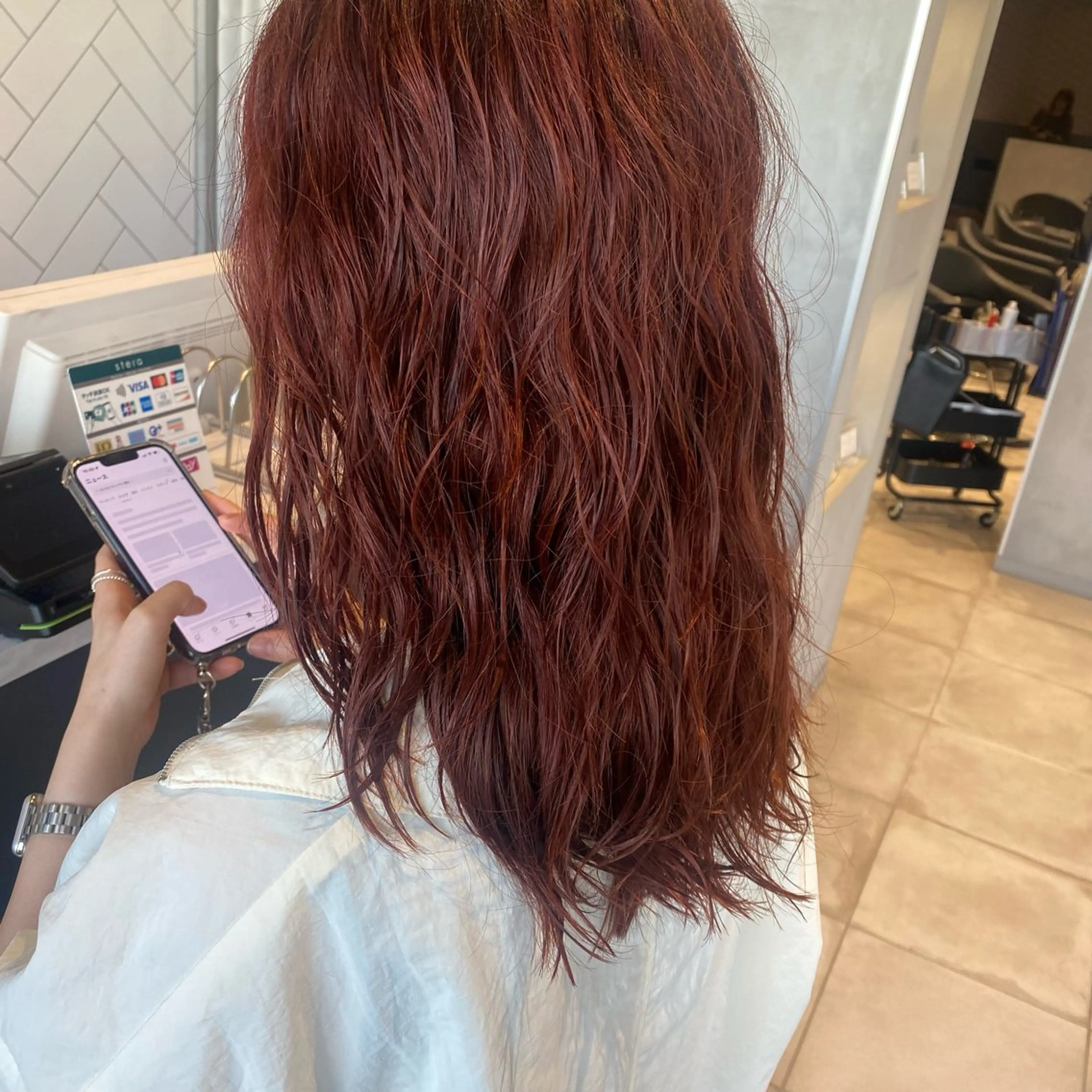 セミロング カラー パーマ 久保田 茜のヘアスタイル