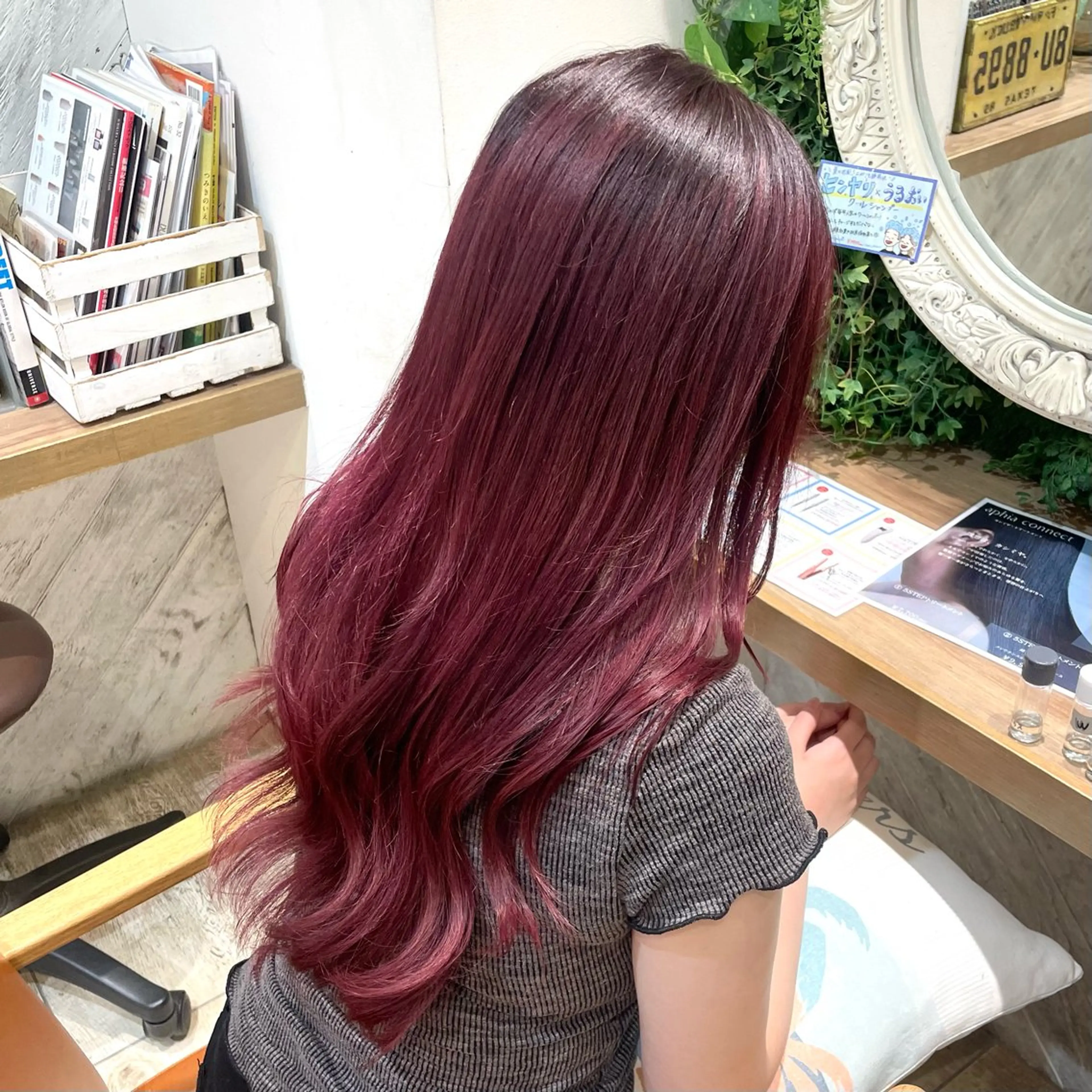 ロング カラー ピンクカラー レッドカラー ヘアカラー 横浜パーマ🌐メンズ 暖色カラーもえかのヘアスタイル