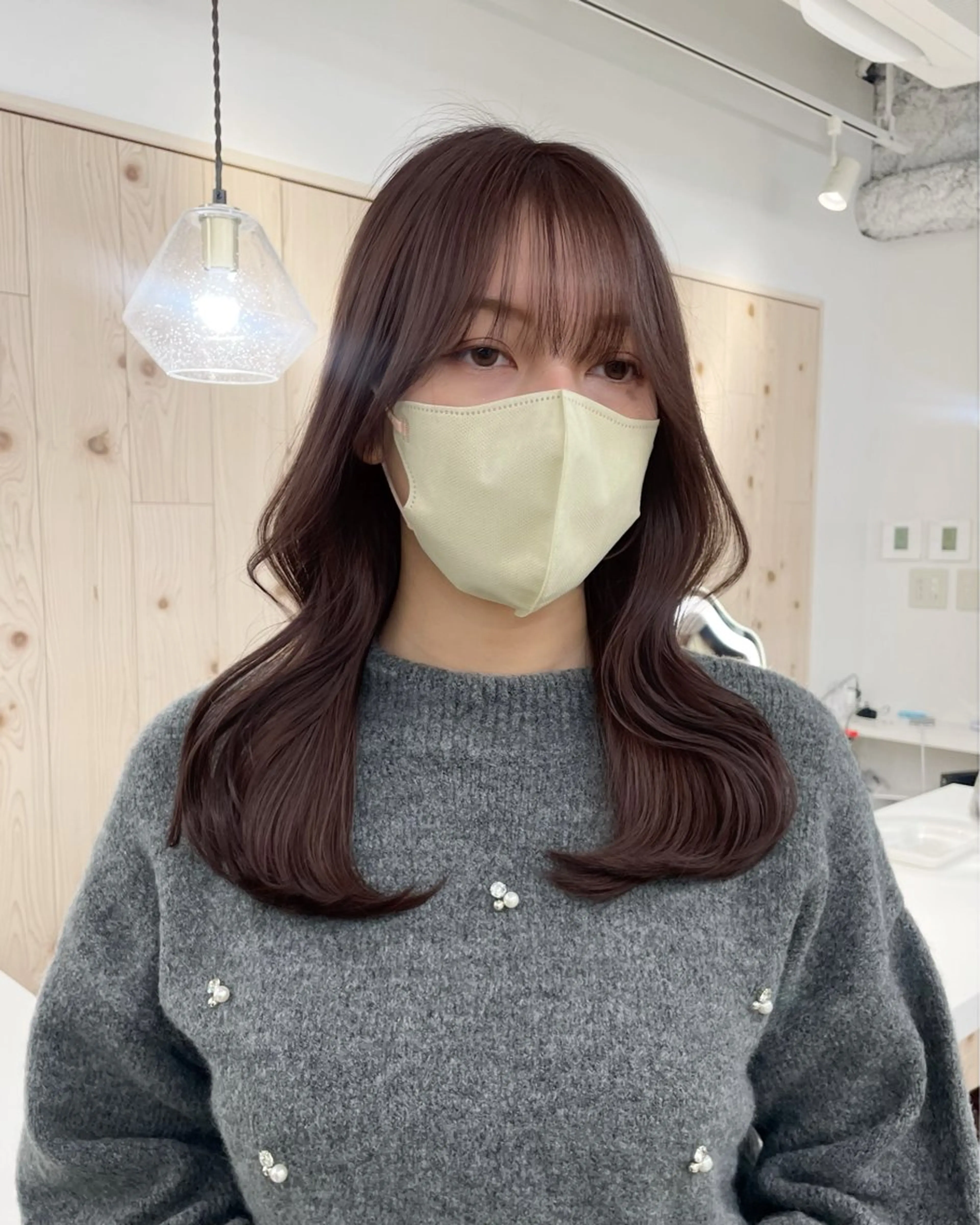 セミロング カラー カット ヘアカラー トリートメント ヘアセット 新宿/韓国ヘア/ 髪質改善ストレートのヘアスタイル