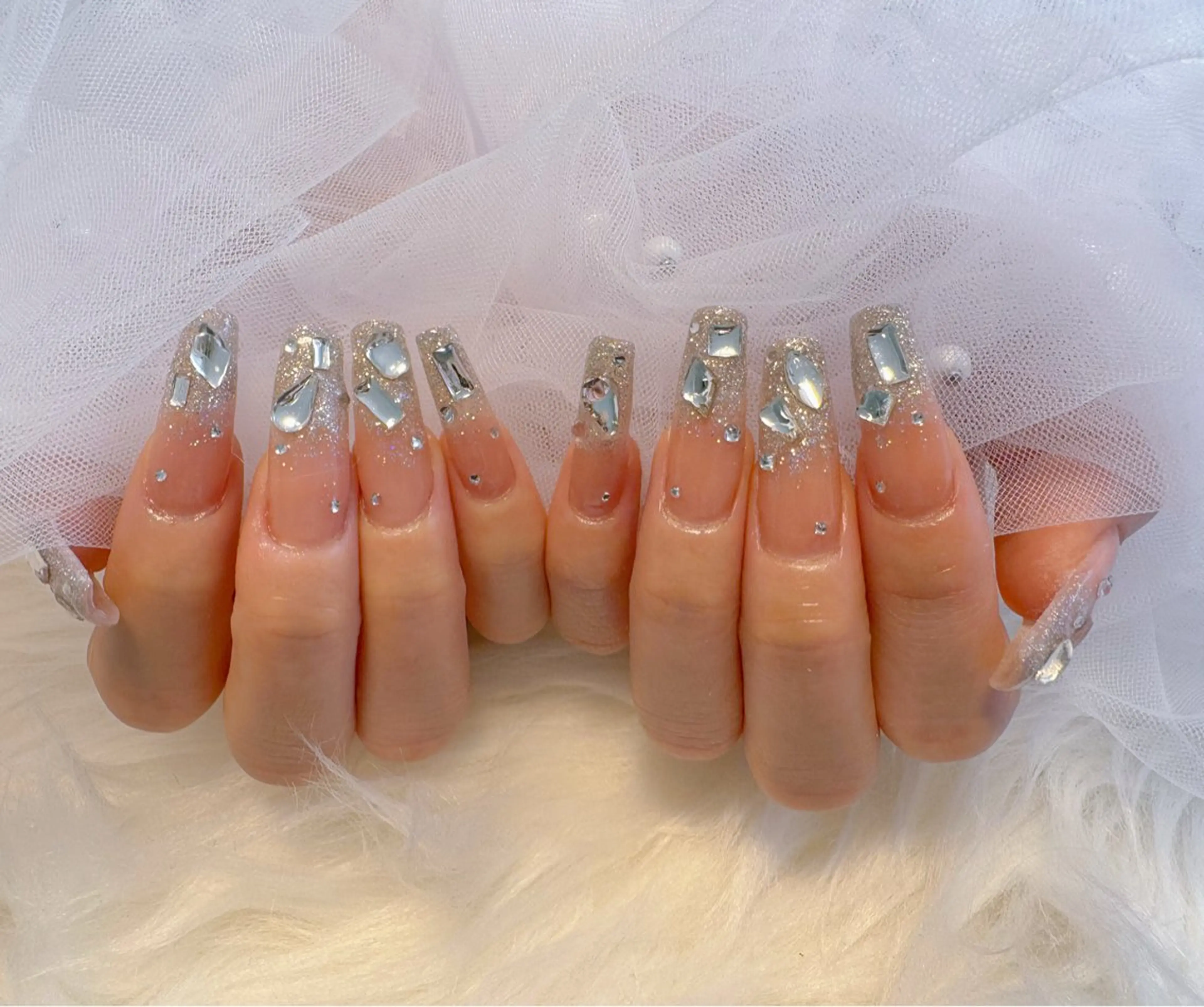 ネイル ブルー グラデーション キラキラネイル 韓国ネイル ラメ(グリッター) ハンドネイル Nail Salon K&Rのネイルデザイン