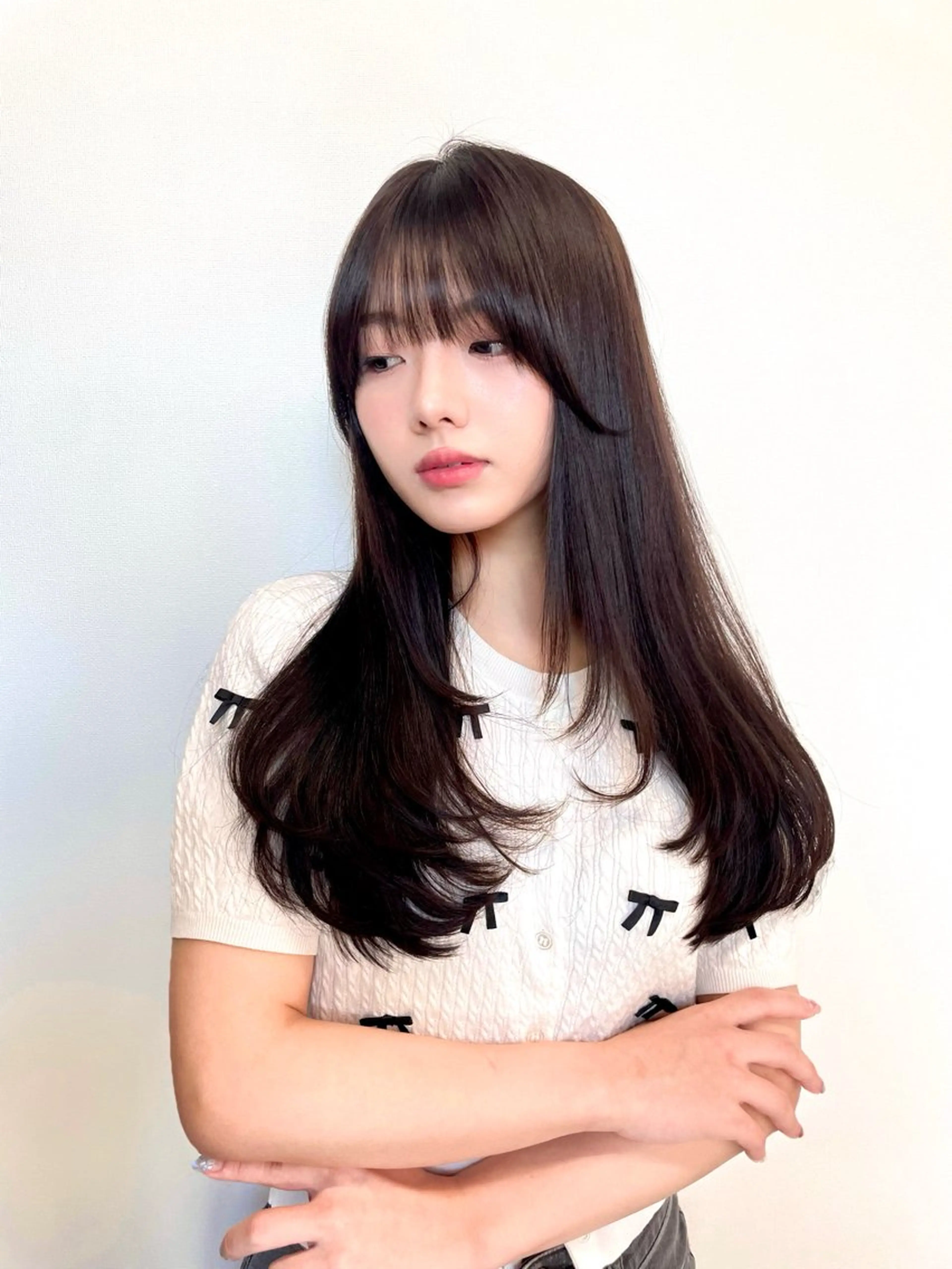 ロング 髪質改善|透明 感カラー🩵レイヤーのヘアスタイル