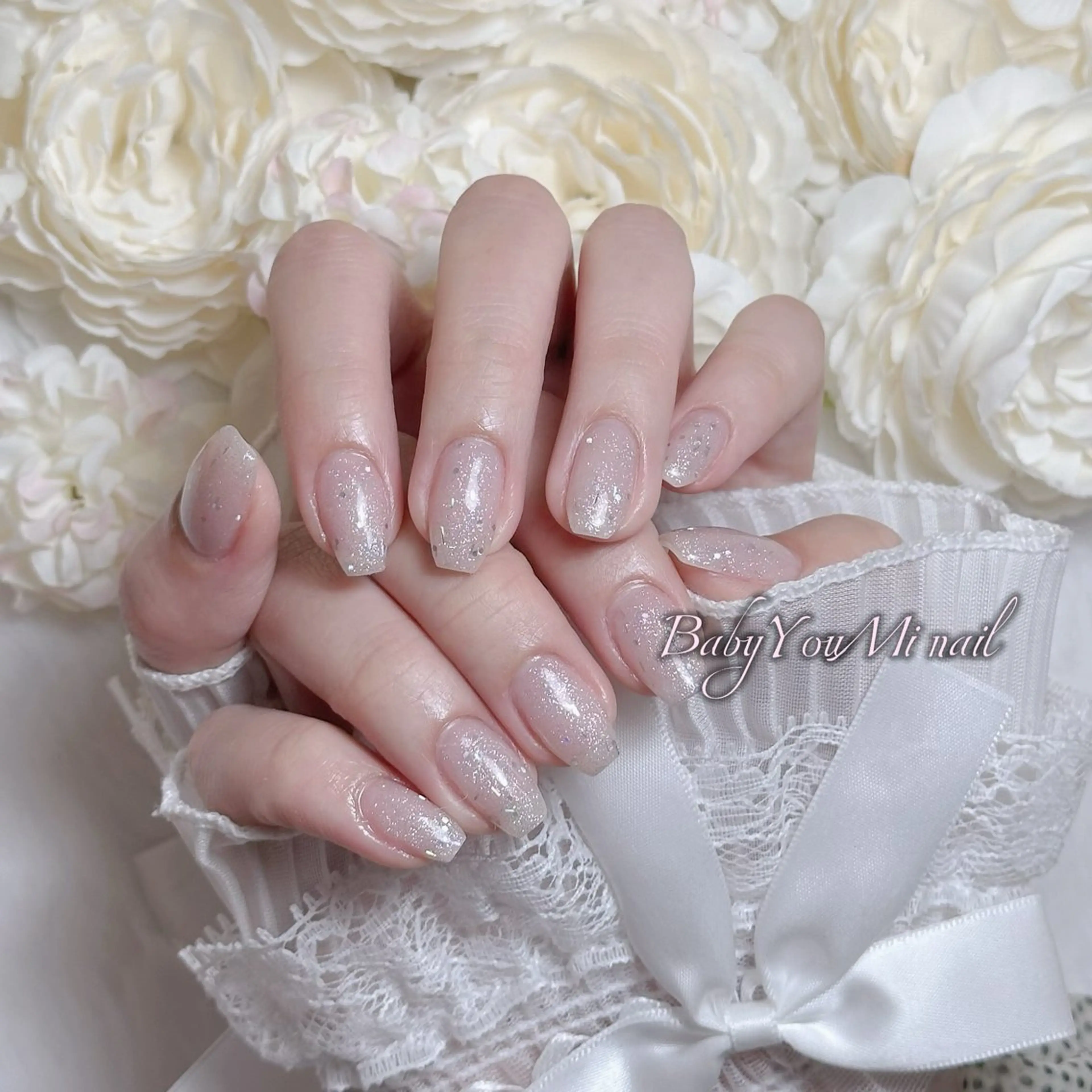 ネイル オーロラネイル チークネイル 成人式 フットネイル フレンチネイル ハンドネイル Oomiya 服部のネイルデザイン