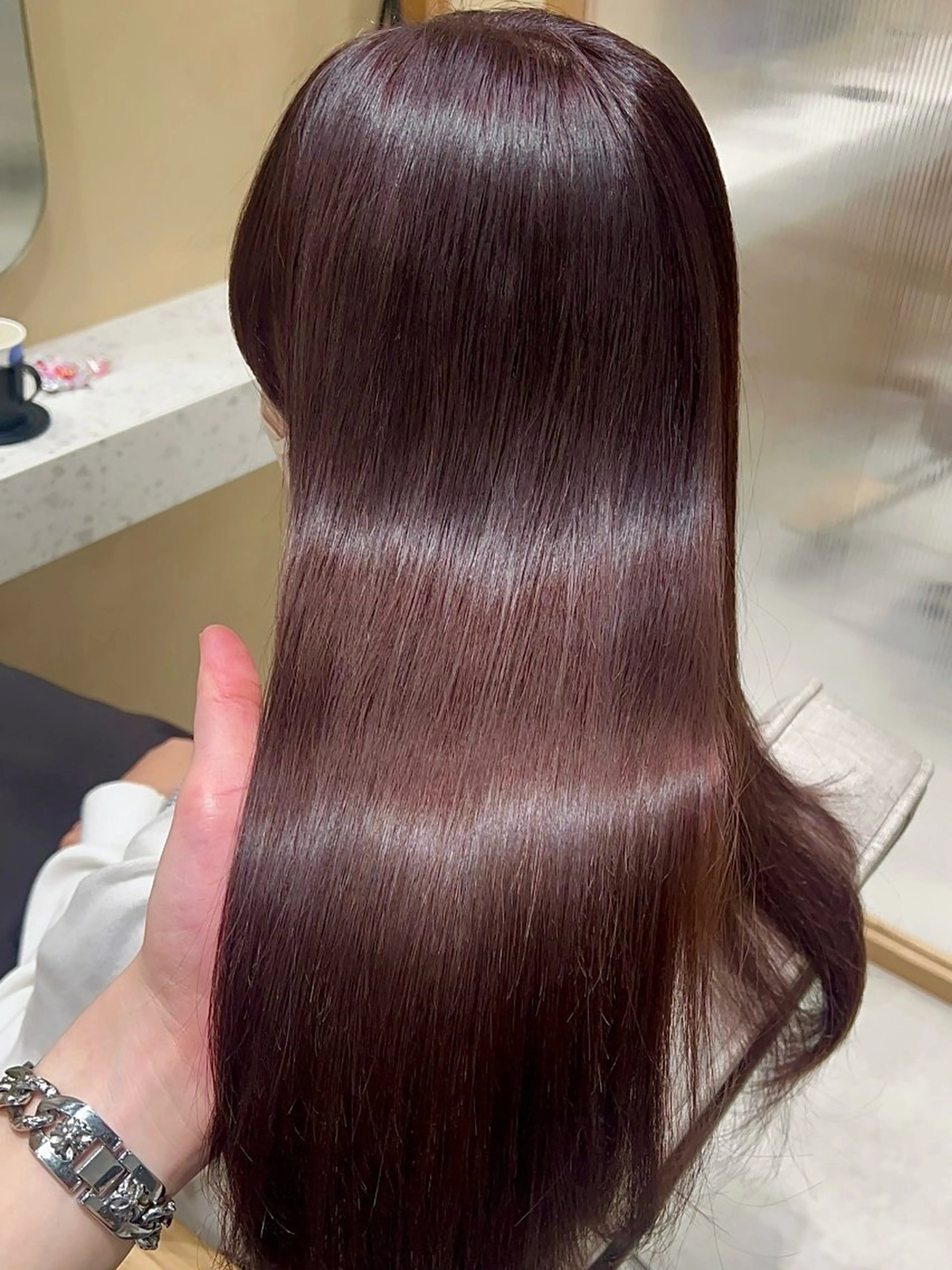 ロング ピンクブラウン ピンクラベンダー 顔周りカット 髪質改善 韓国風ヘア カット ヘアカラー トリートメント 💎髪質改善/艶髪 💎mizuki💎のヘアスタイル